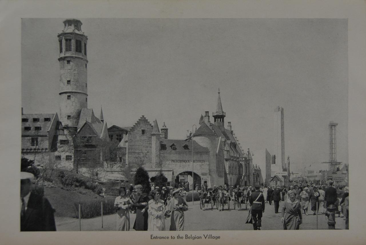 Antique Chicago Worlds Fair Art Print Belgian Village 1933 Original History