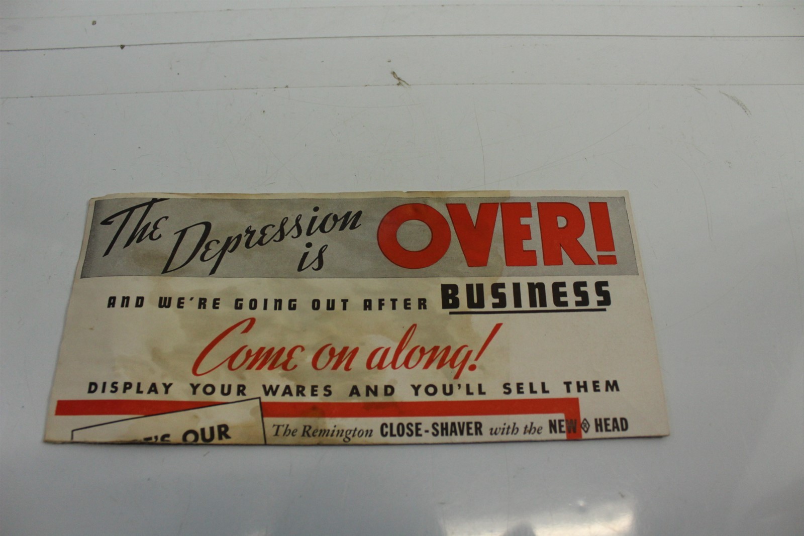 Vintage Advertising Pamphlet For General Shaver The Depression Is Over Headline
