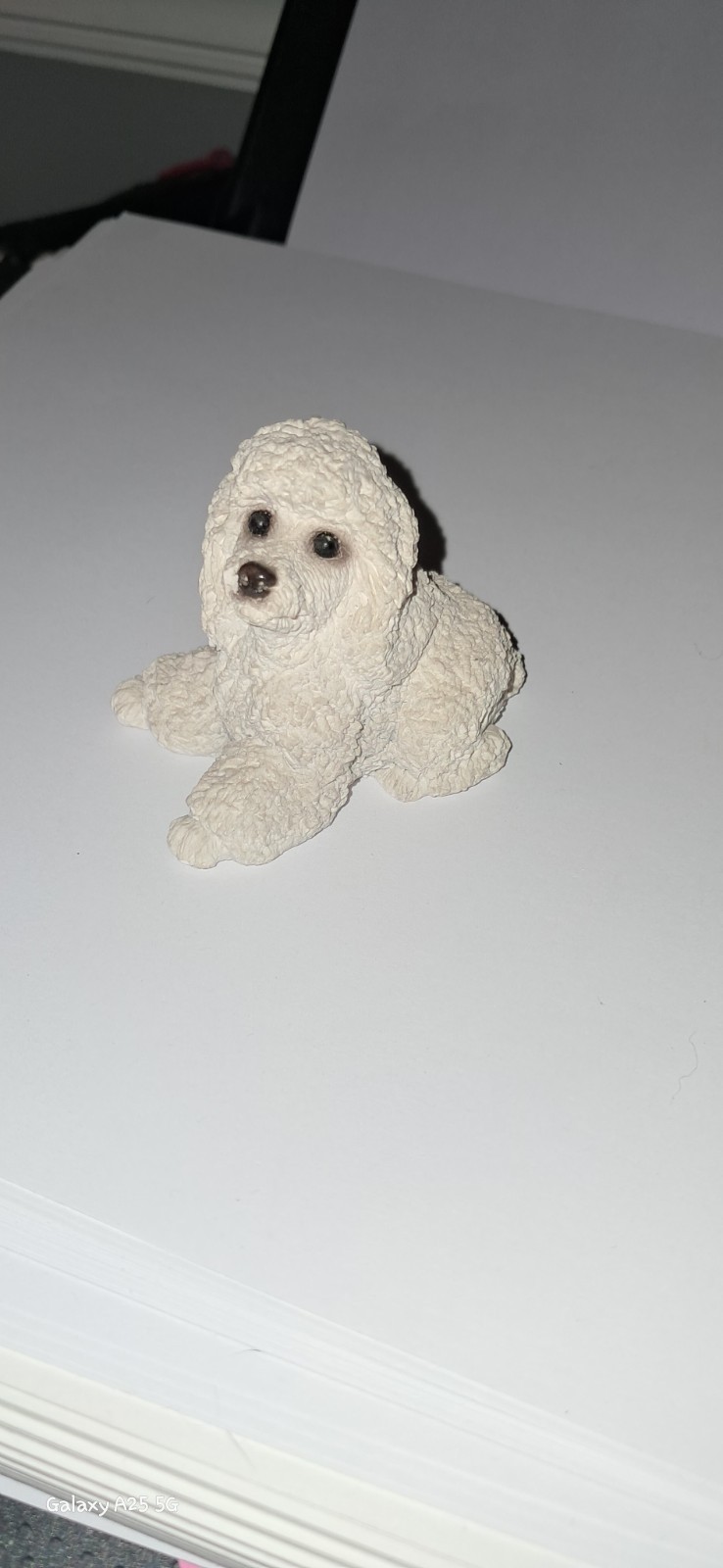Small Vintage Stone Critters Littles White Poodle Figurine Made In USA