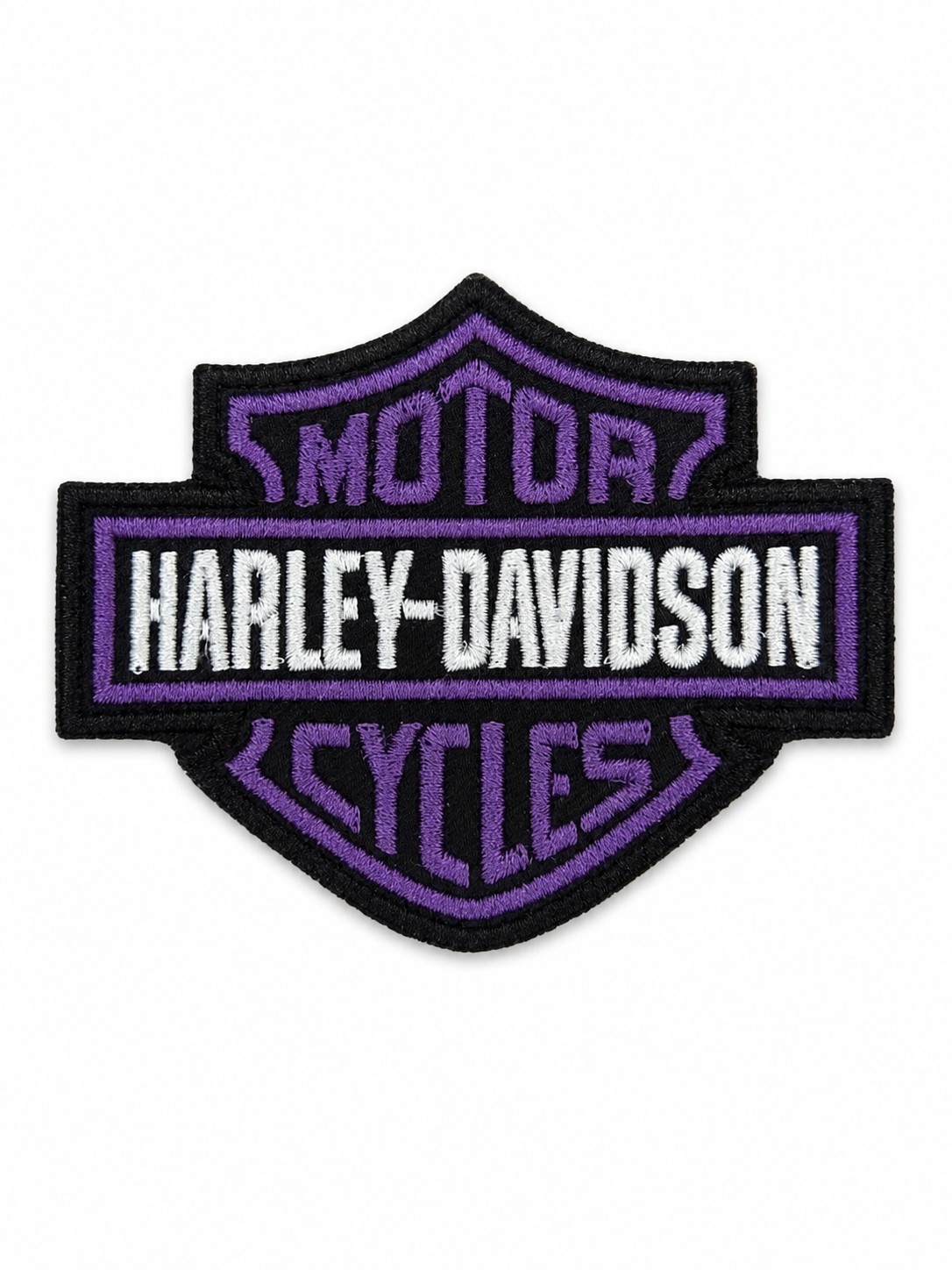 Embroidered Iron On Sew Patch Harley-Davidson Black & Purple 2.5x3 Inches