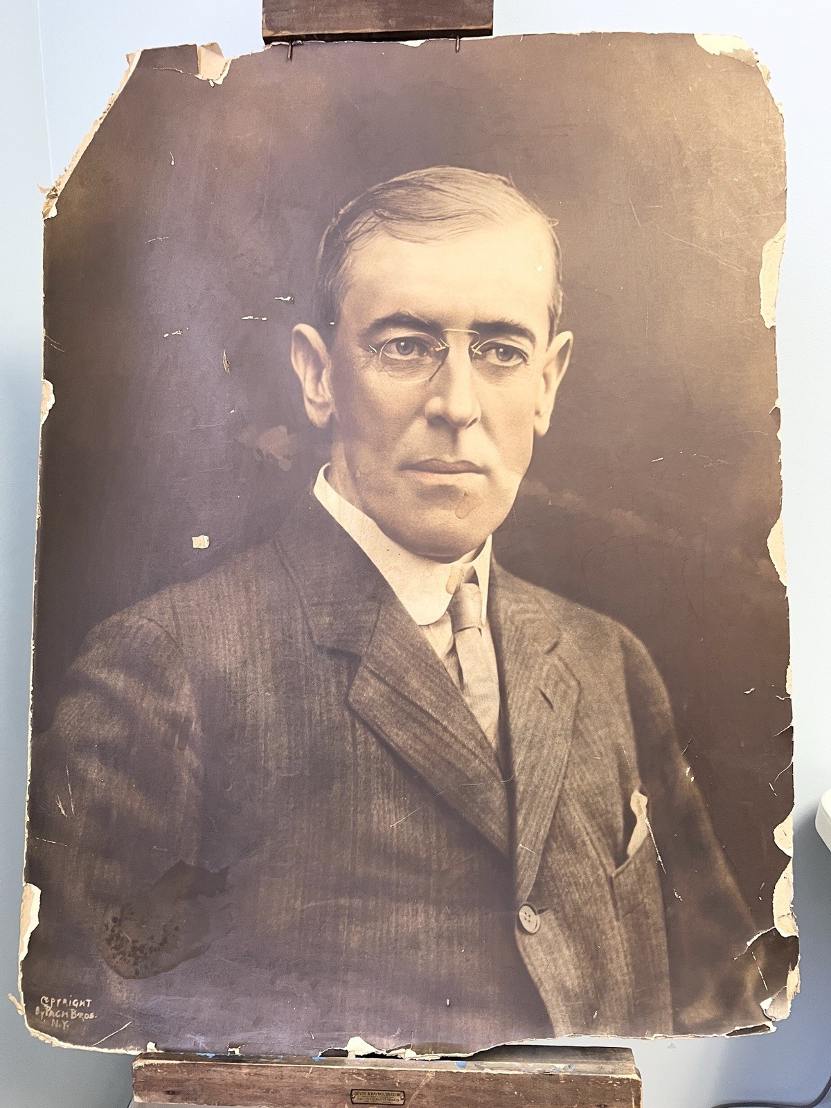 Antique 1910s President Woodrow Wilson Large Portrait Photograph Pach Bros NY
