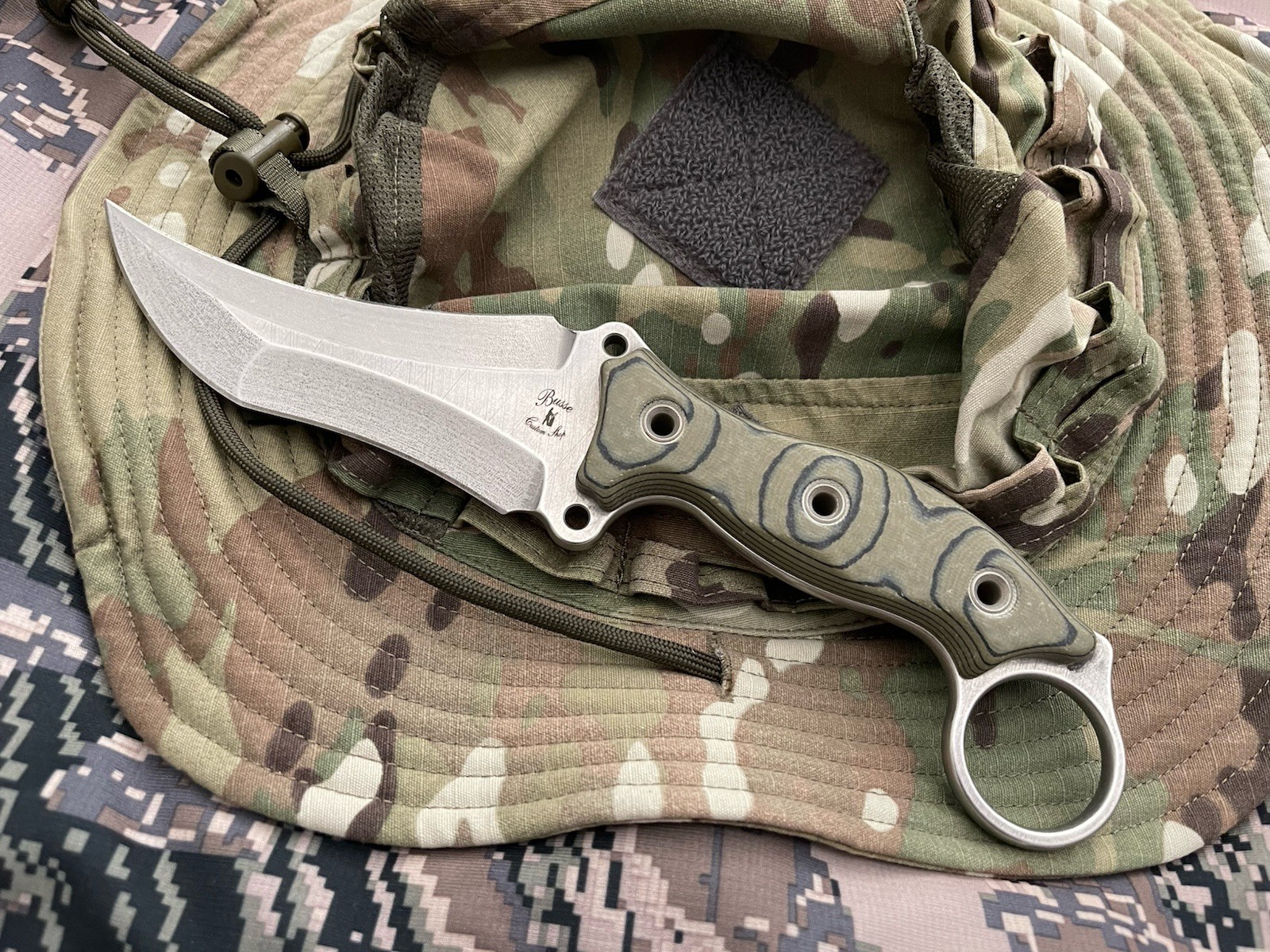 Busse Custom Shop TRICERATOPS green/black G10 stonewashed NIFI