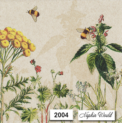 (2004) TWO Paper LUNCHEON Decoupage Art Craft Napkins - WILD FLOWERS BEES (2004) TWO Paper LUNCHEON Decoupage Art Craft Napkins - WILD FLOWERS BEES