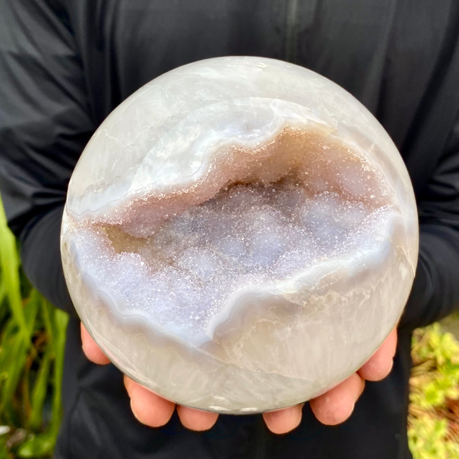 4.2LB Natural Agate Opening Smile Quartz Cluster Crystal Specimen Healing