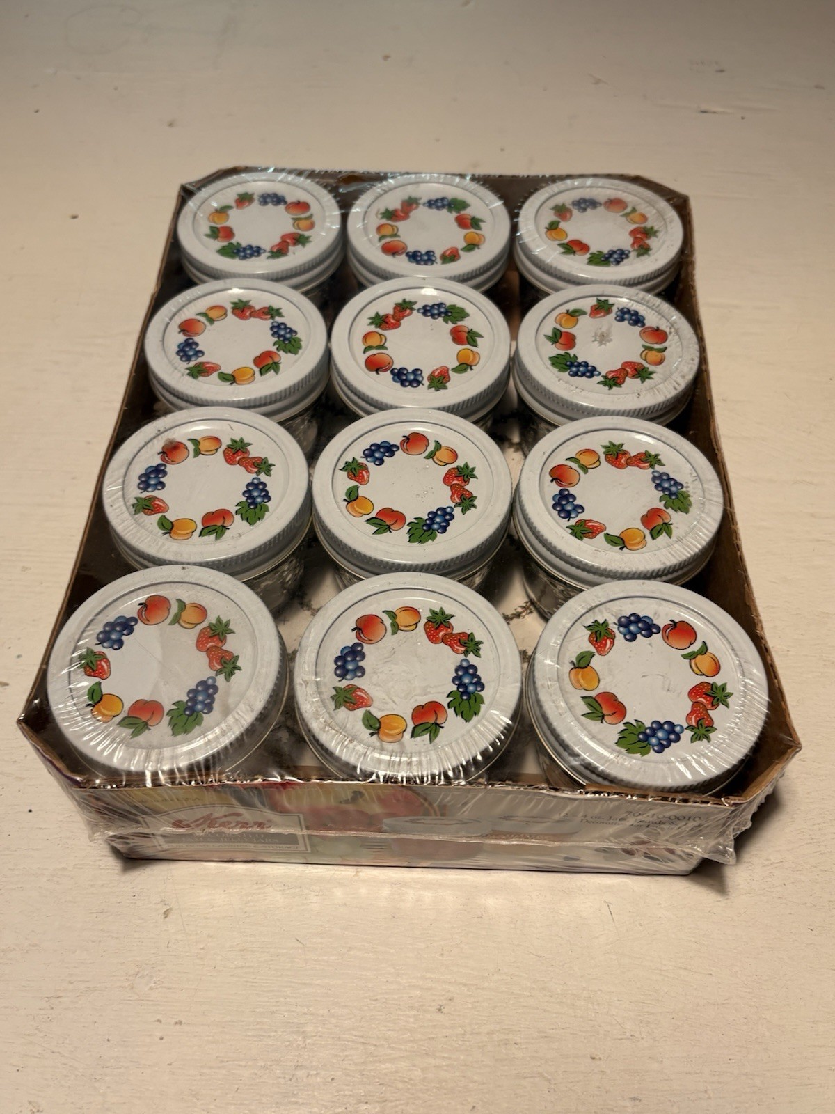 Vintage Kerr Country Kitchen 12oz Fruit Canning Jars Factory Sealed Case of 12
