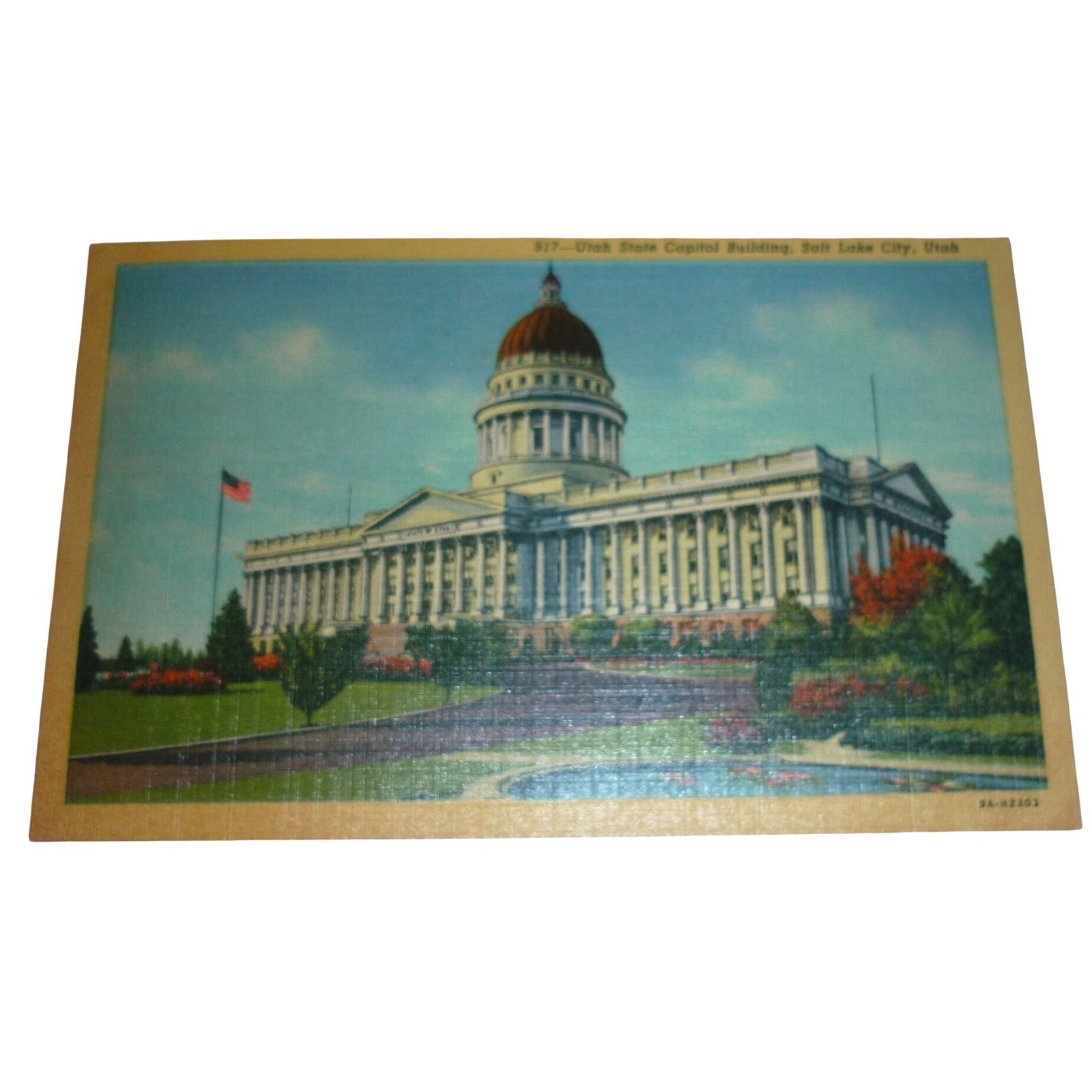 Vintage Utah State Capitol Building Salt Lake City Linen Postcard Unposted 917