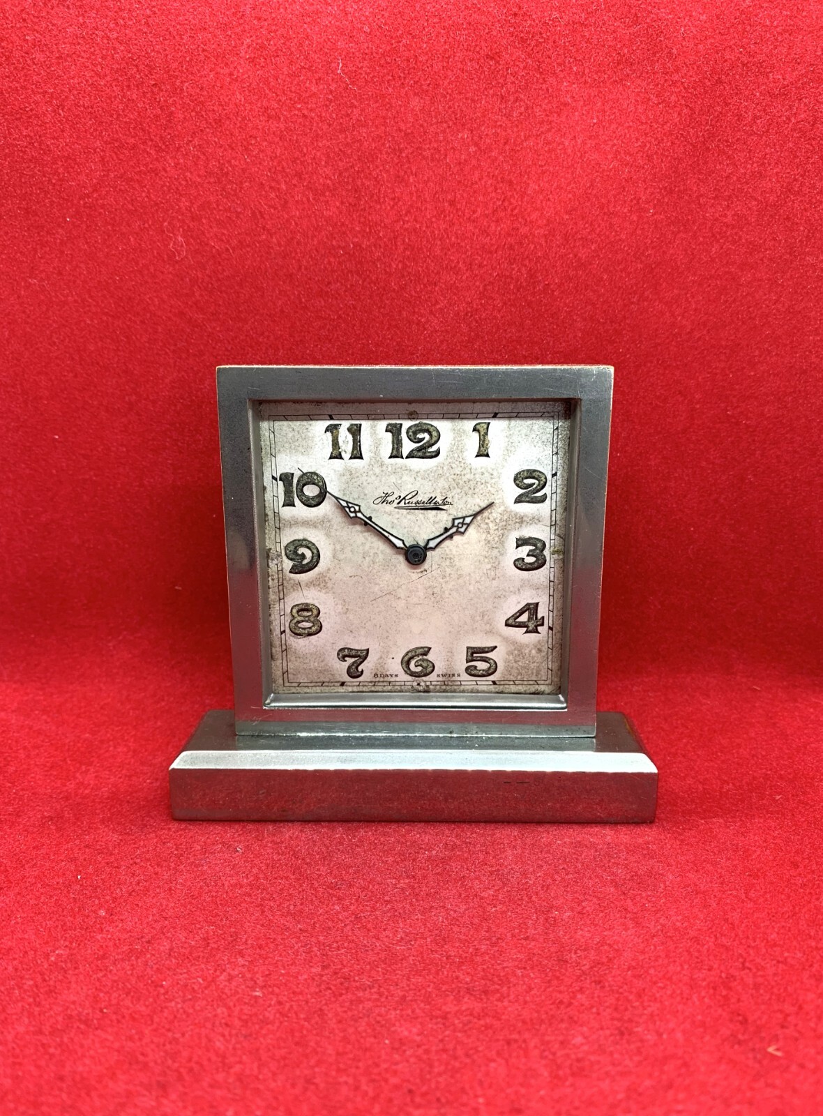Antique Thos Russell & Son 8-Day Desk Table Clock 20\'s