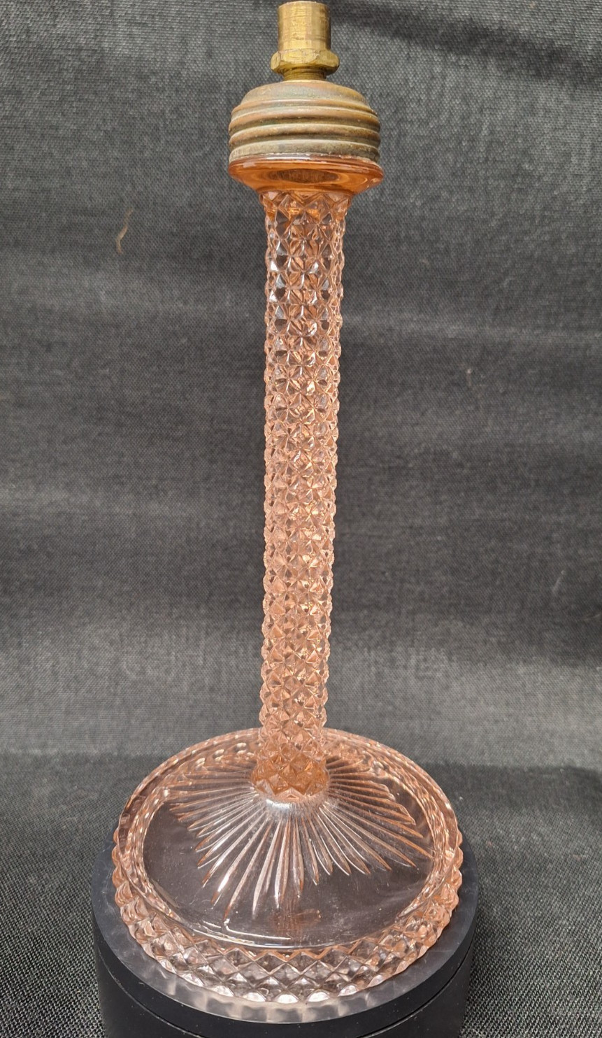 Vintage Westmoreland English Hobnail Style Pink Glass Lamp Base Parts(9