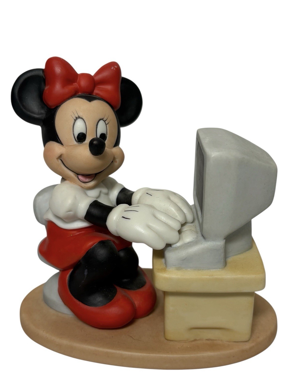 Vintage Walt Disney World Minnie Mouse On Computer Ceramic Figurine Sri Lanka