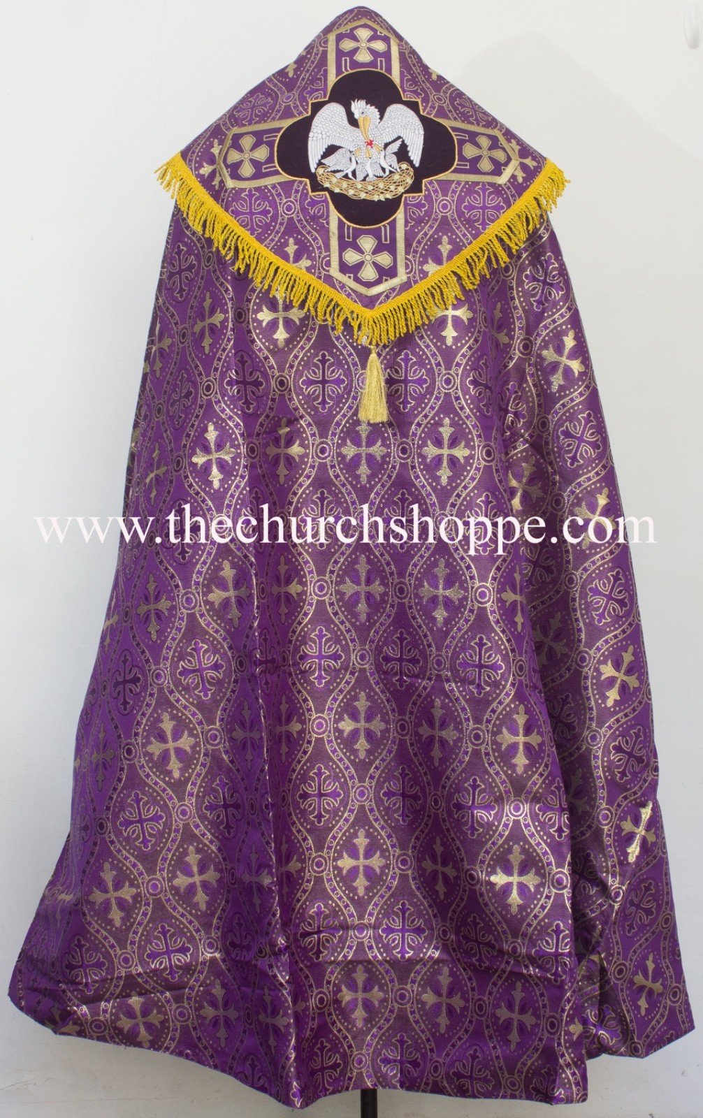 Metallic VIOLET  COPE & Stole Set with PELICAN embroidery
