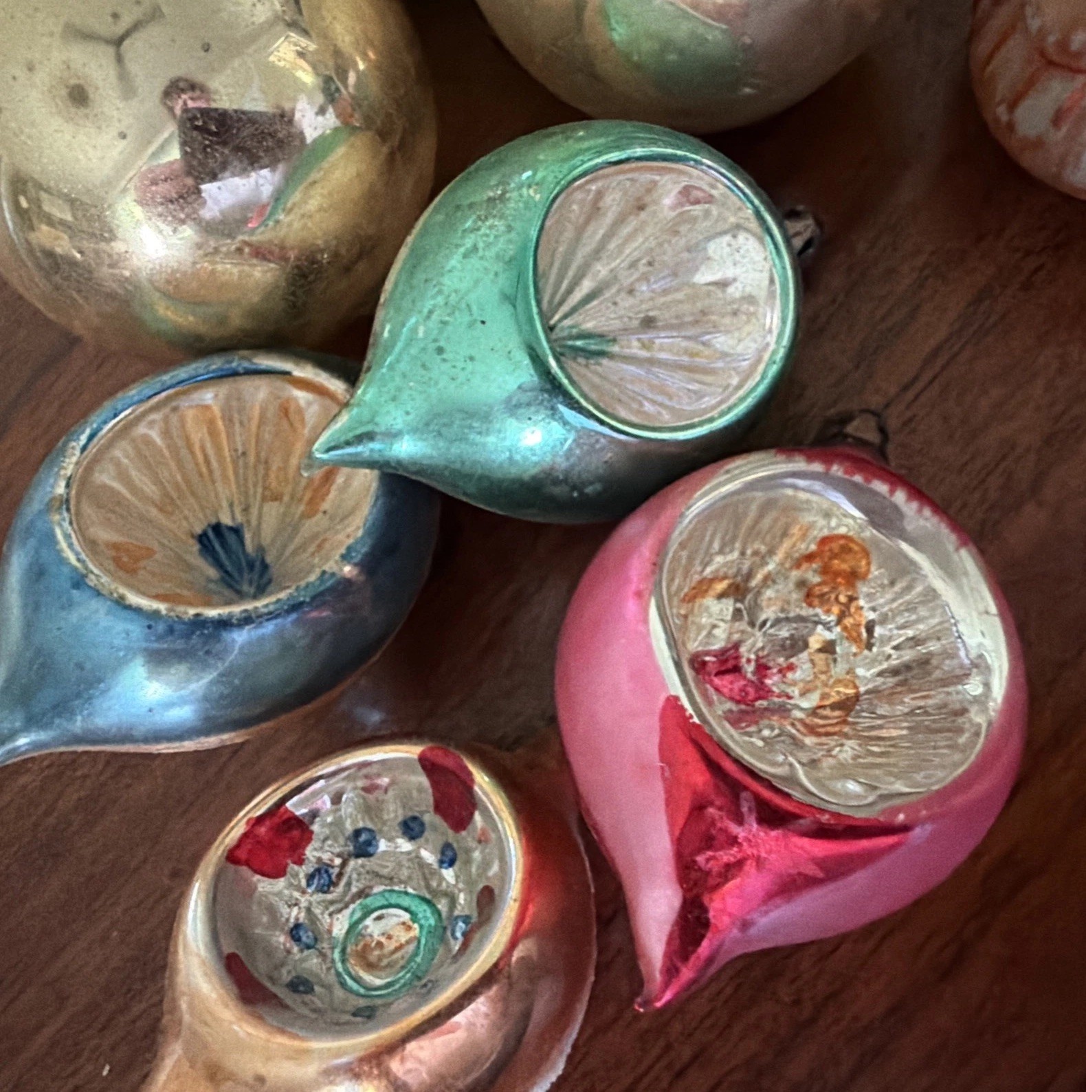 Vintage Antique Christmas Ornaments Indents Balls Czech W German Poland Lot of 9