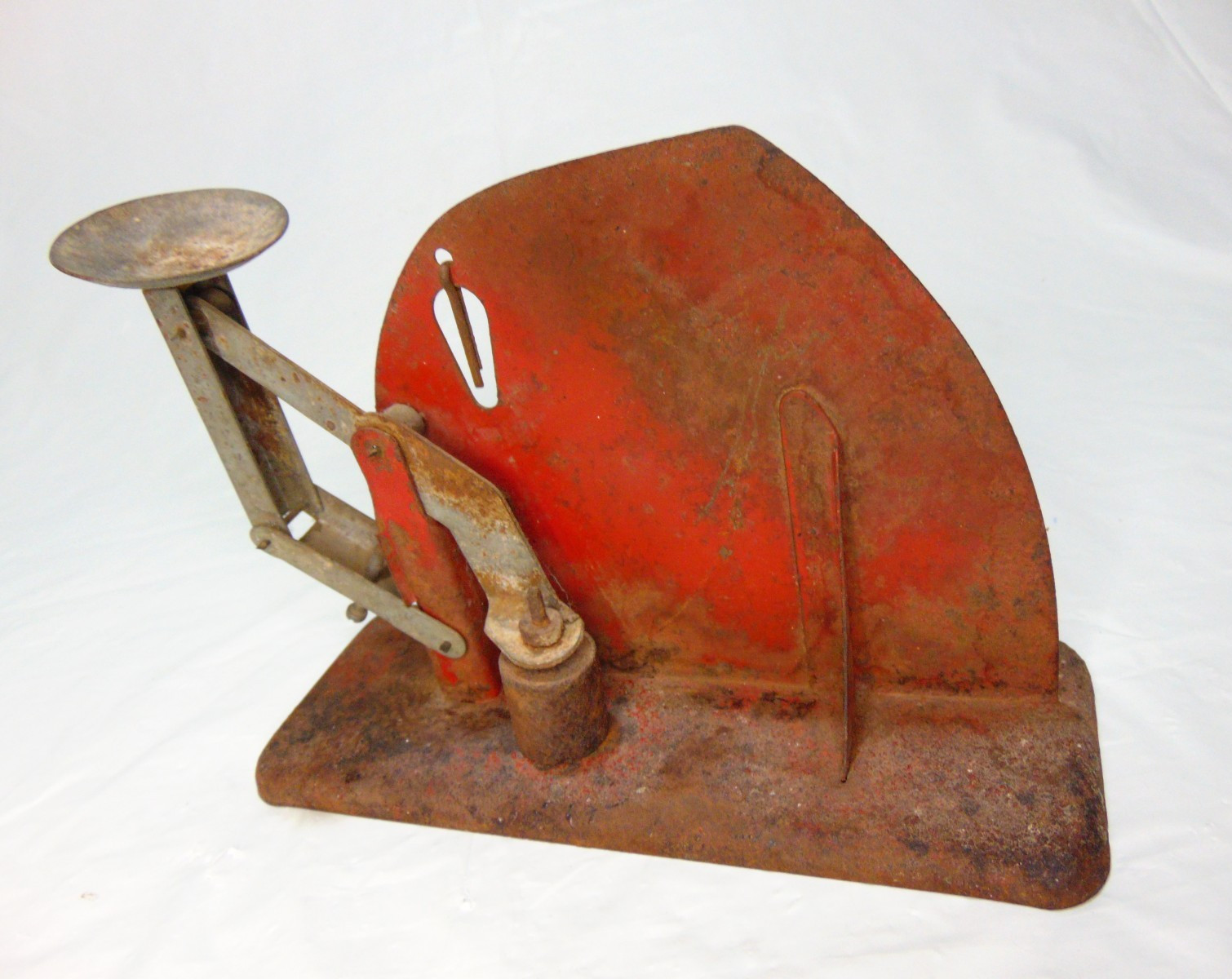 Jiffy-Way Vintage Metal Egg Grader Countertop Scale w/ Pan, Red Base Rustic