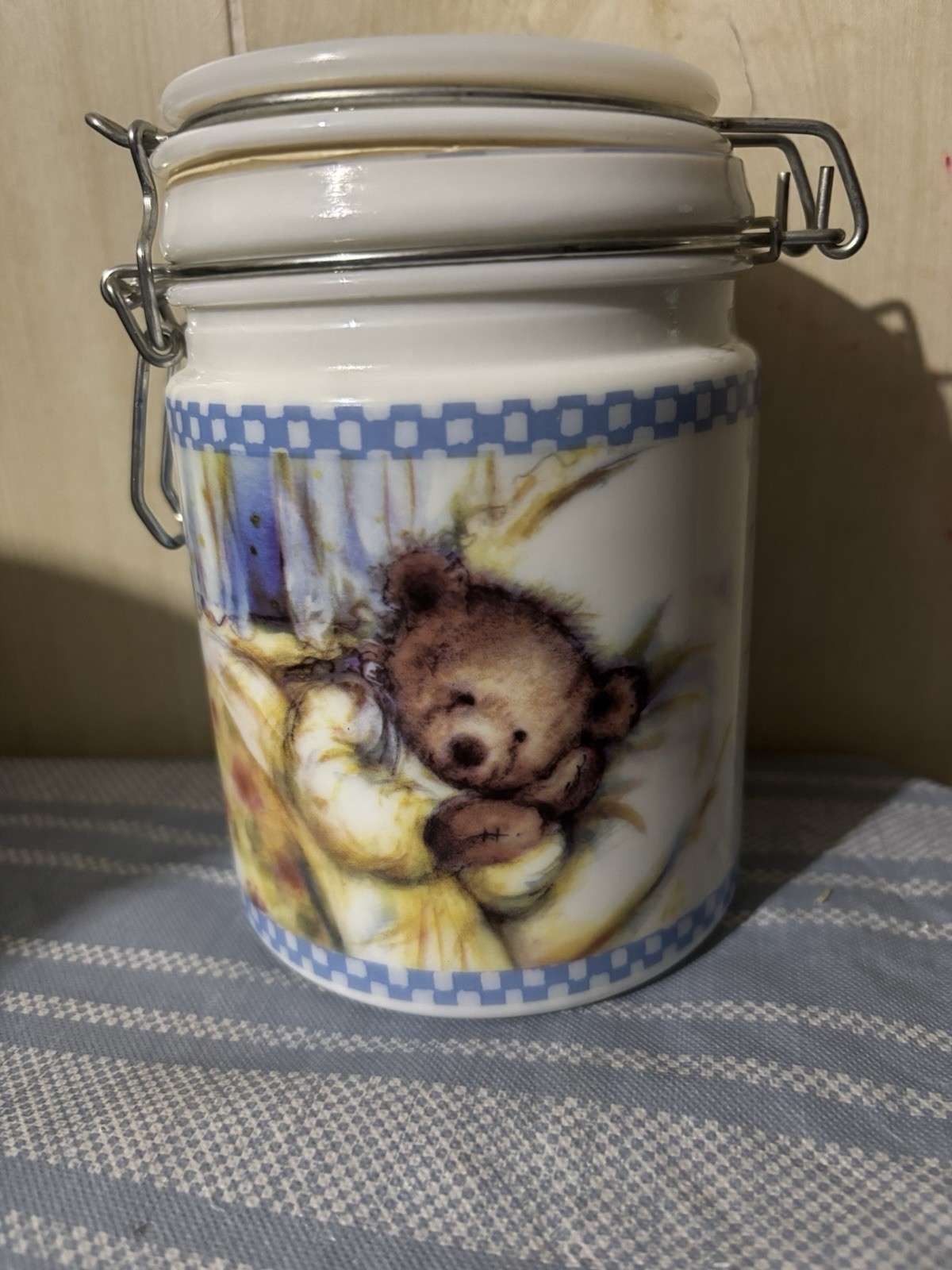 RARE Hallmark Gourmet Gifts: Sleeping Teddy Bear Canister (Vintage Ceramic) HTF