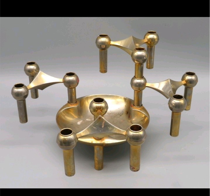 5 Piece Designer Candlestick/Plug Candle Holder, FABRIC Nail