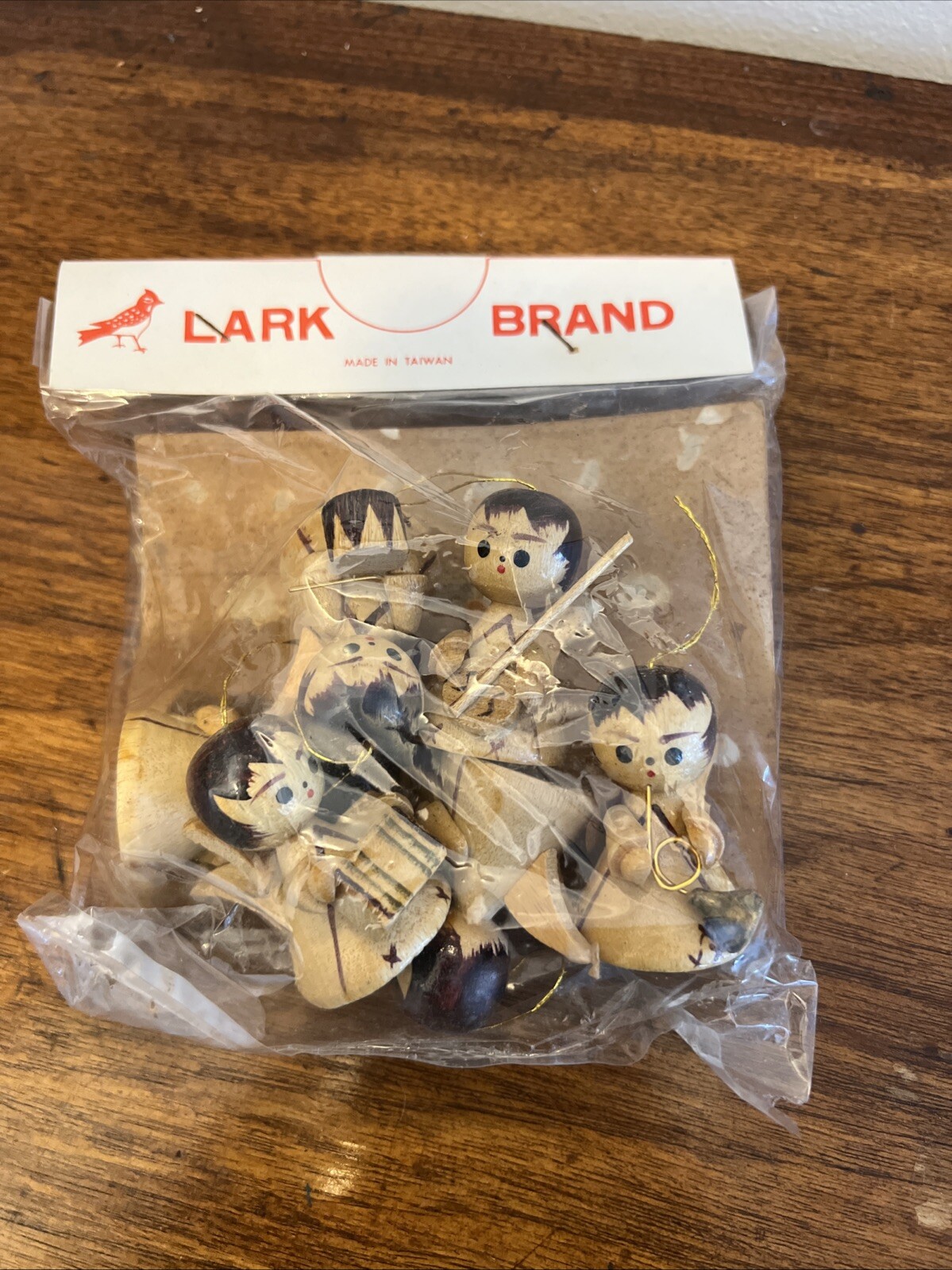 Vintage Lot Wood Angel Christmas Ornament Handcrafted Musician Lark Brand Taiwan