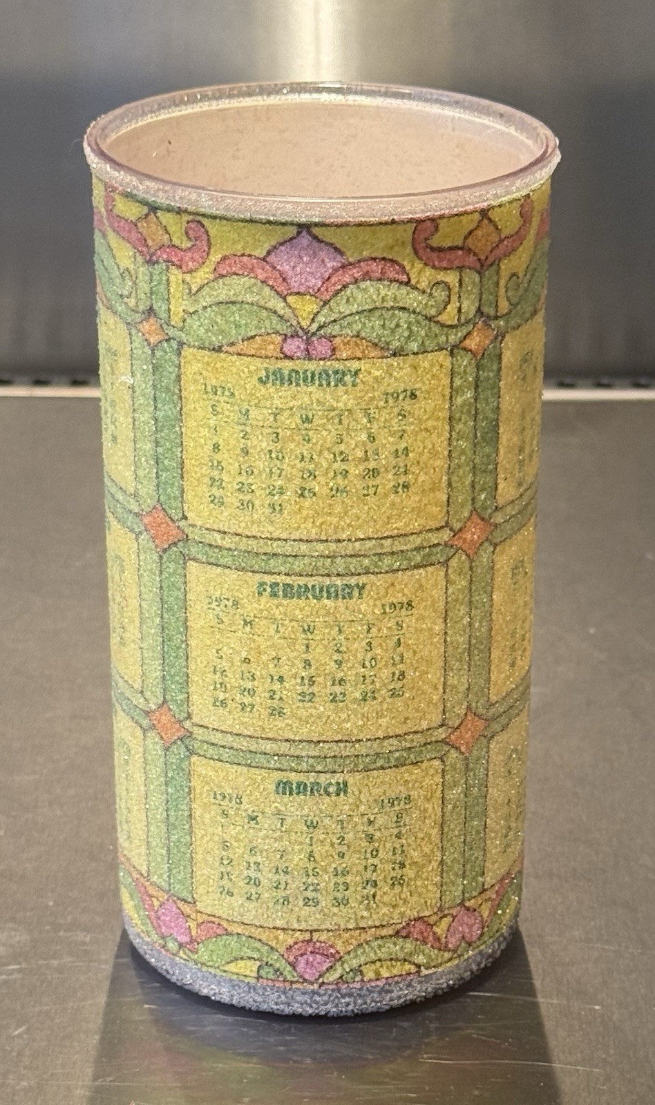 Vintage Bright-Candles 1978 Calendar Sugar Frosted Candle - Unburned