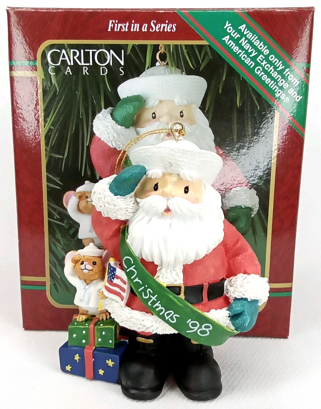 Vintage 1998 Carlton Cards Sailor Santa Christmas Ornament With Original Box
