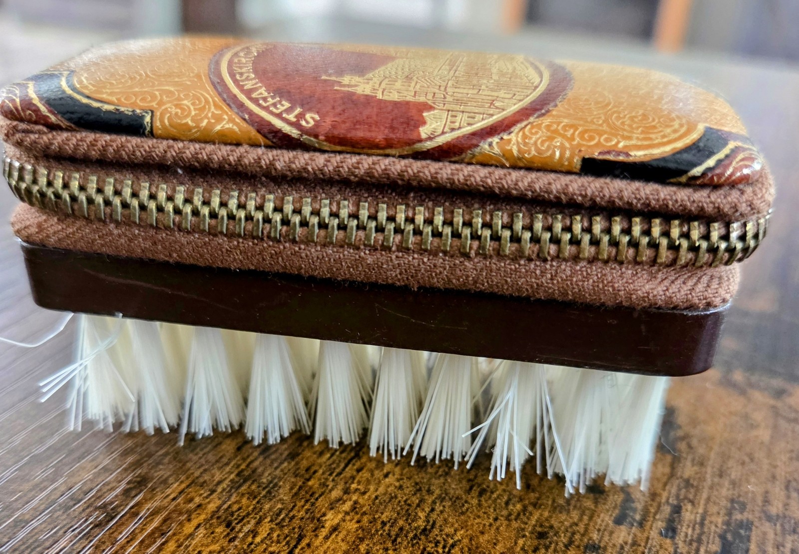 Mid-Century Shoe Shine Brush with ZIPPERED Sew Kit on \