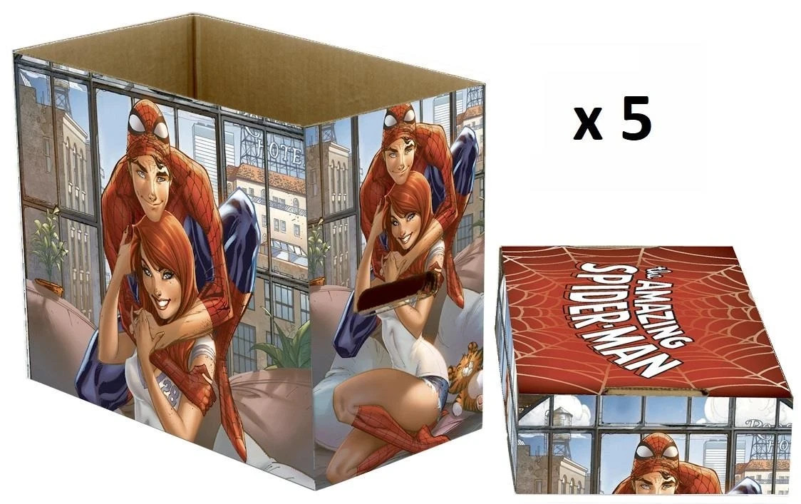 Marvel Comics Spider-Man & MJ Short Comic Storage Box- 5 Pack Bundle case