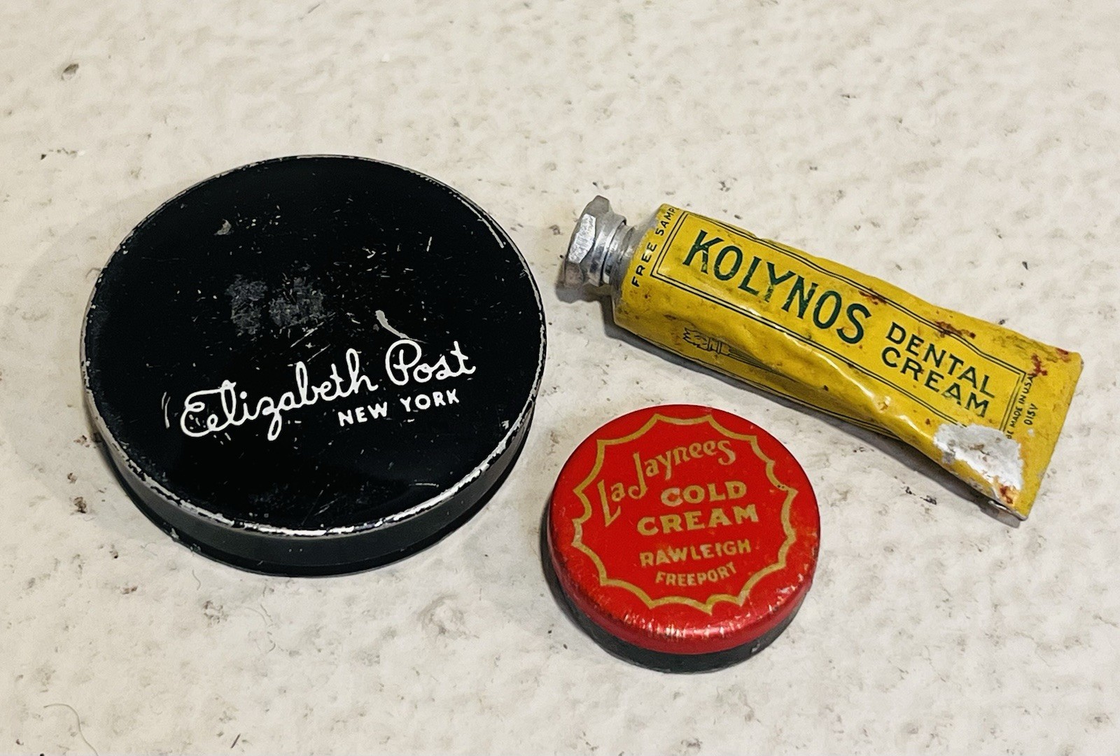 Vintage Cosmetic Lot Of 3, Elizabeth Post, La Jaynee’s, Kolynos 