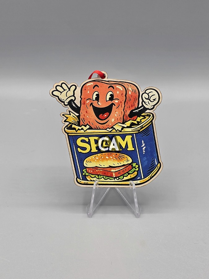 Happy Cute Spam Can Retro Vintage Style Die Cut Holiday  Christmas Tree Ornament