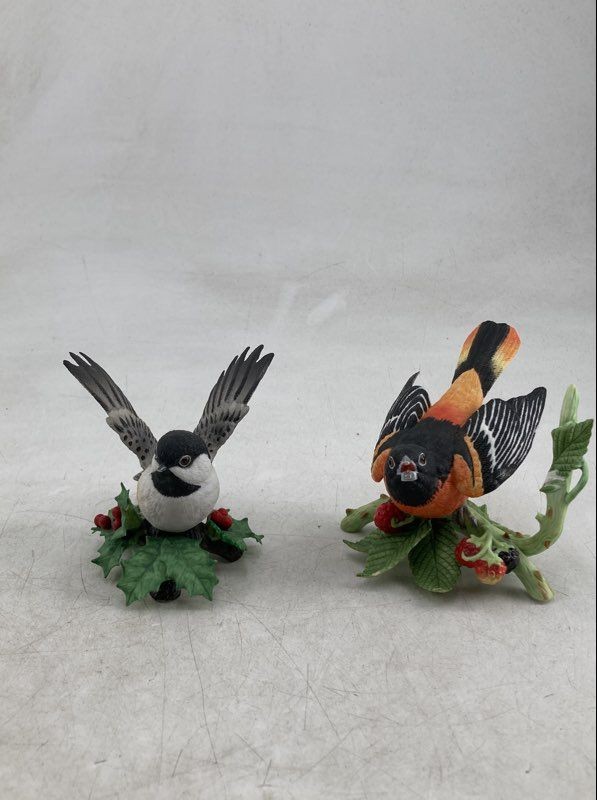 Lenox Fine China Chickadee And Baltimore Oriole Garden Bird Figurines Set Of 2