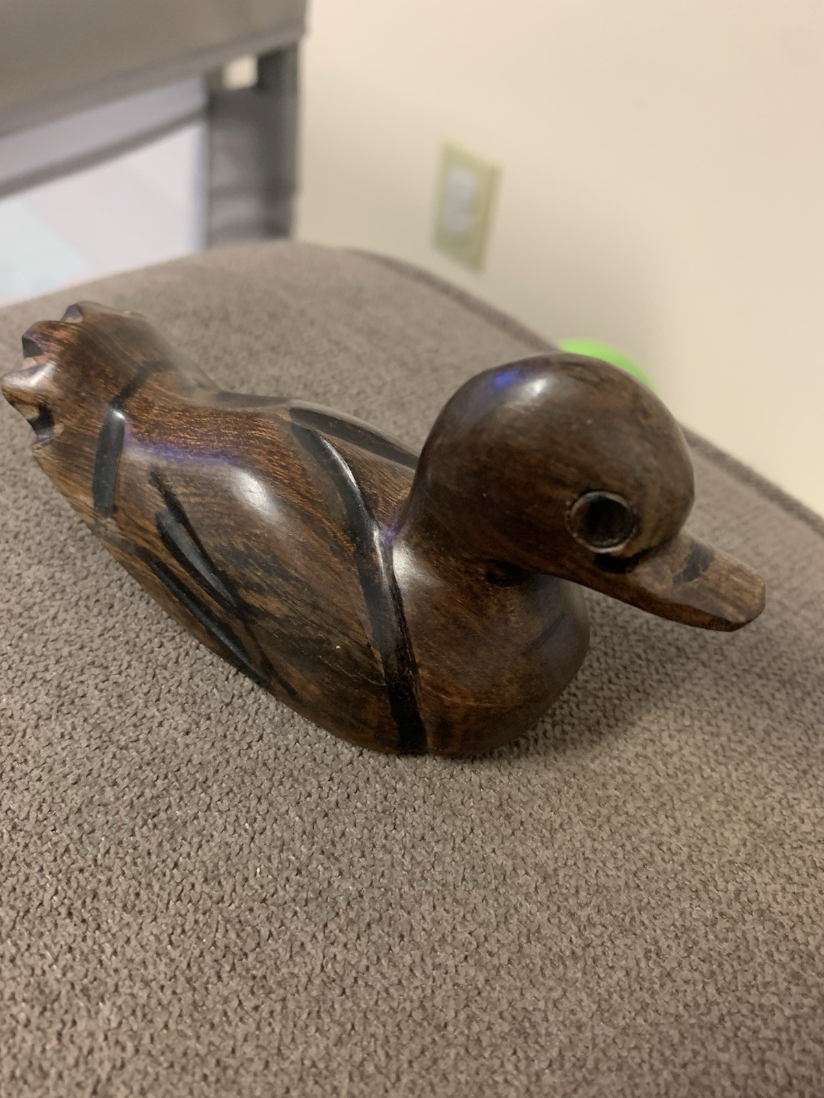 Vintage Beautiful Rustic Wood Carved Duck Small