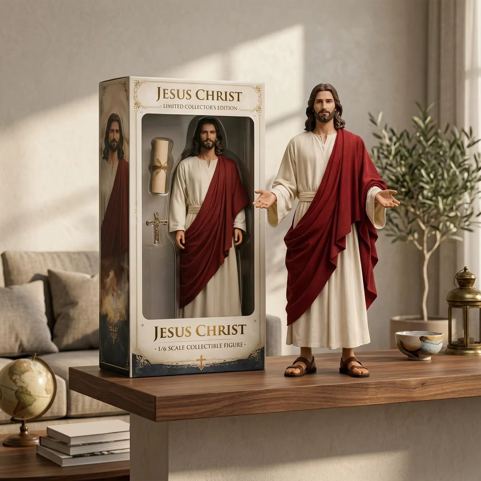 Jesus Christ Resin Statue Sacred Heart Figure Christian Home Decor Collectible