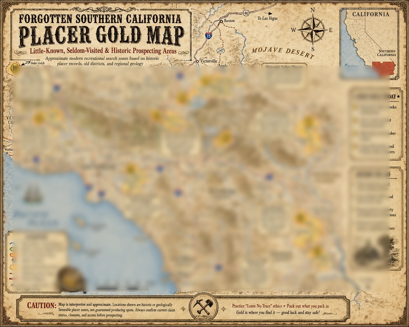 111 Lost and Forgotten Gold Placers in South CA Map - Best Locations Revealed