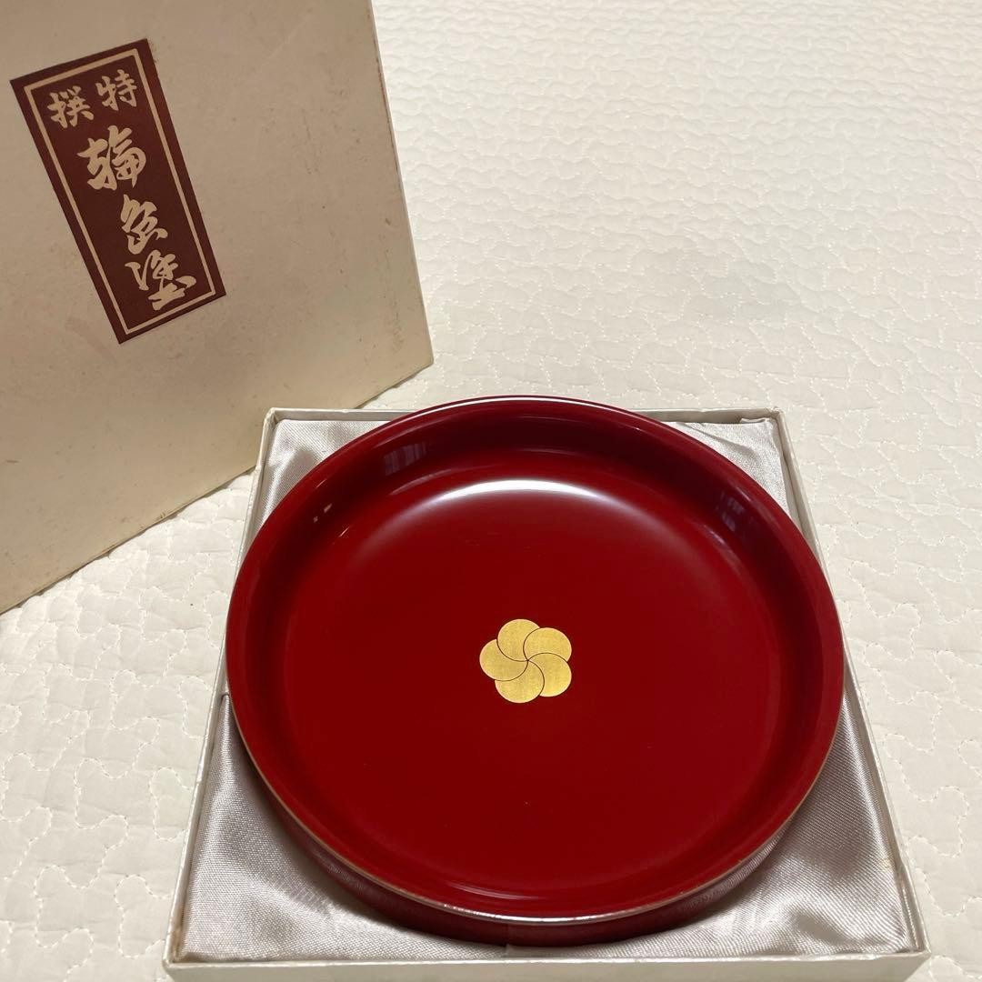 Wajima Nuri Round Tray 18cm Unused Lacquerware Japanese Traditional Beechwood