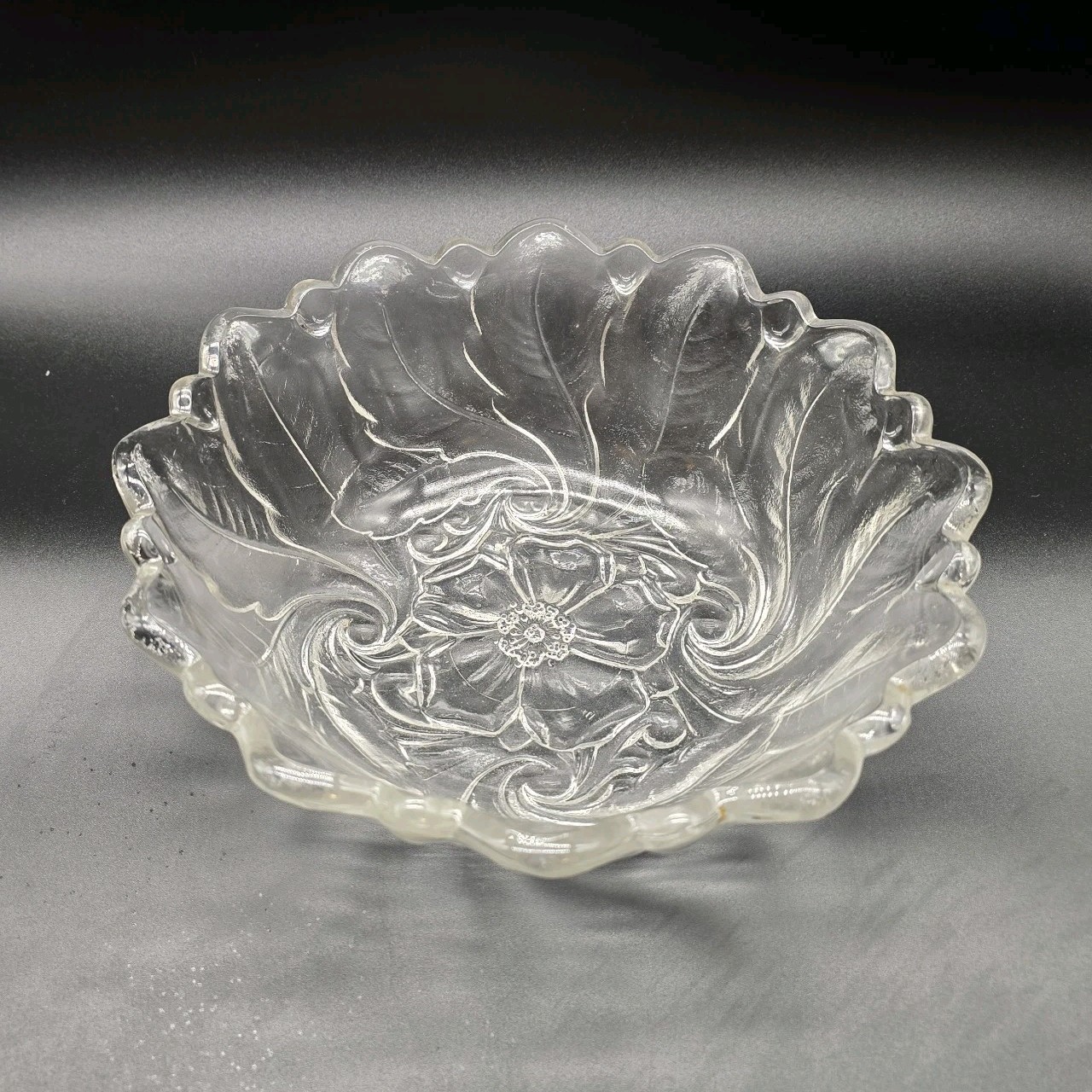 Indiana Glass Master Berry Salad Fruit Serving Bowl Wild Rose Pattern Clear Indiana Glass Master Berry Salad Fruit Serving Bowl Wild Rose Pattern Clear