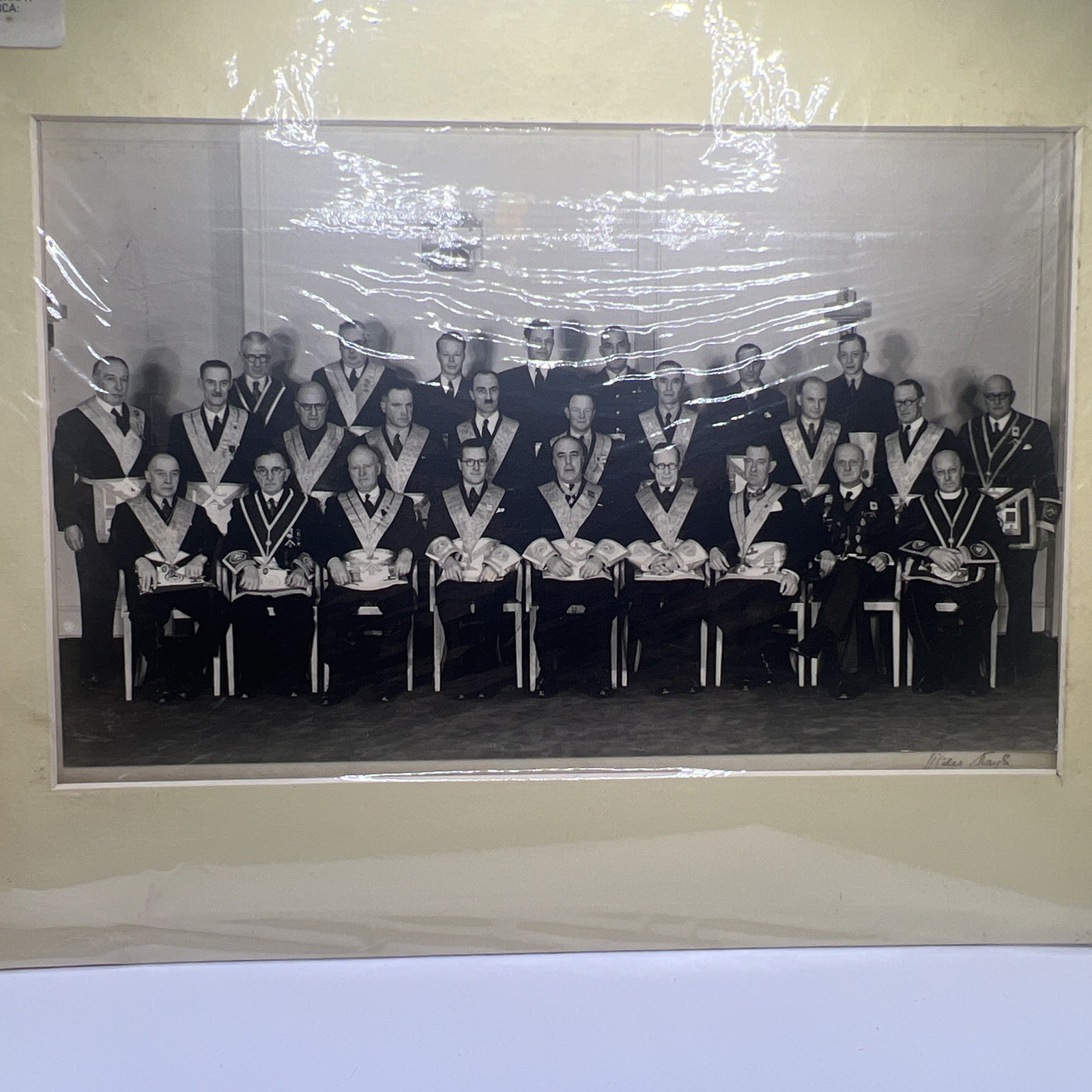 Large Format 11x 7  Early Masonic Lodge Group Photo Masons Freemason