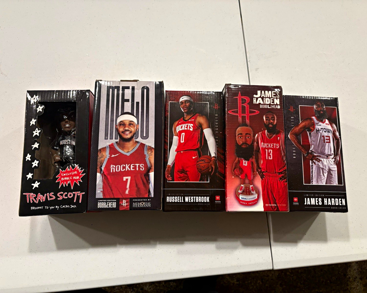 Houston Rockets Bobblehead Collection – Travis Scott, Harden, Westbrook & Carmel