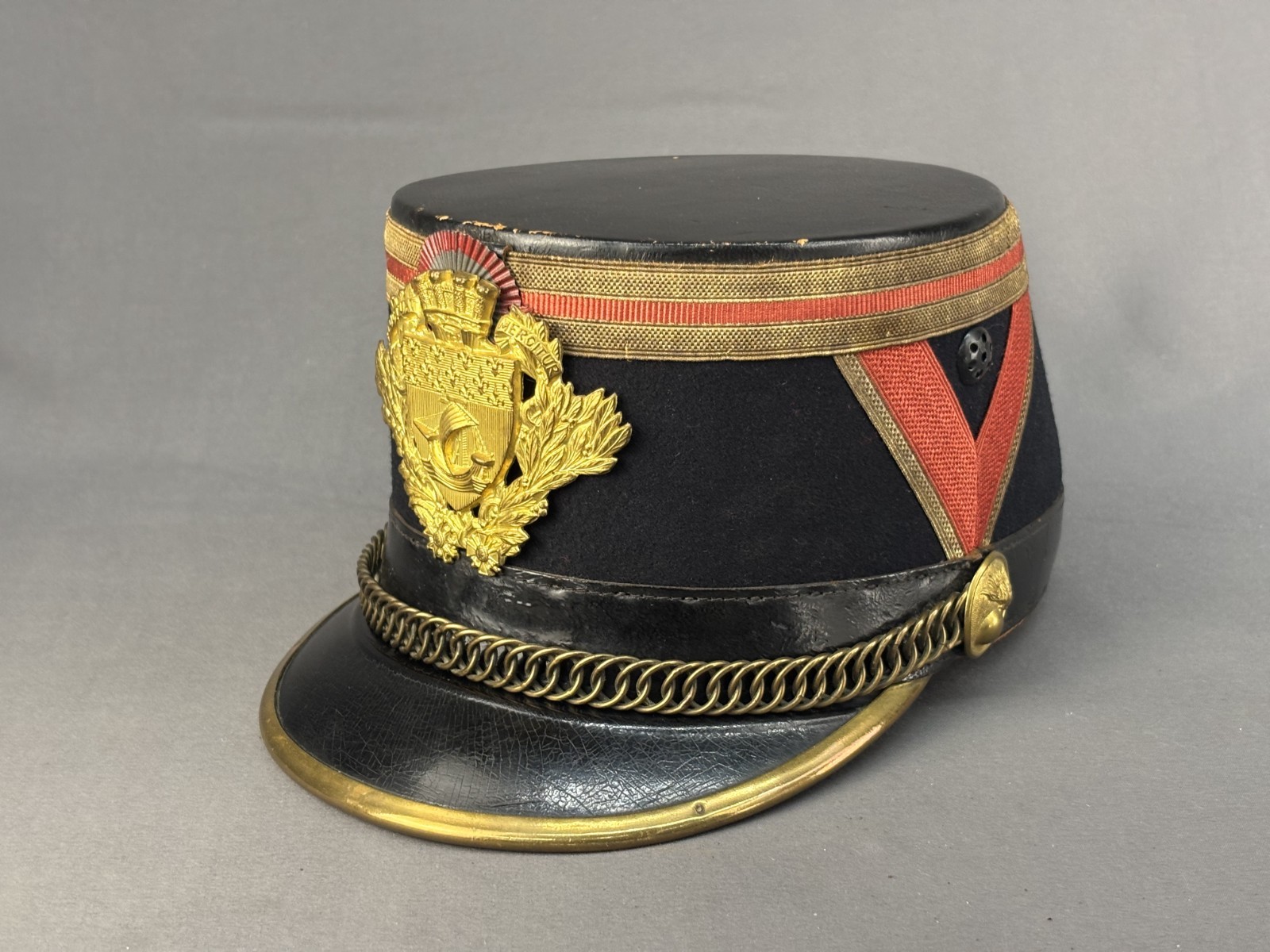 Original French Model 1931 Republican Guard Shako, W/Liner & Chinstrap