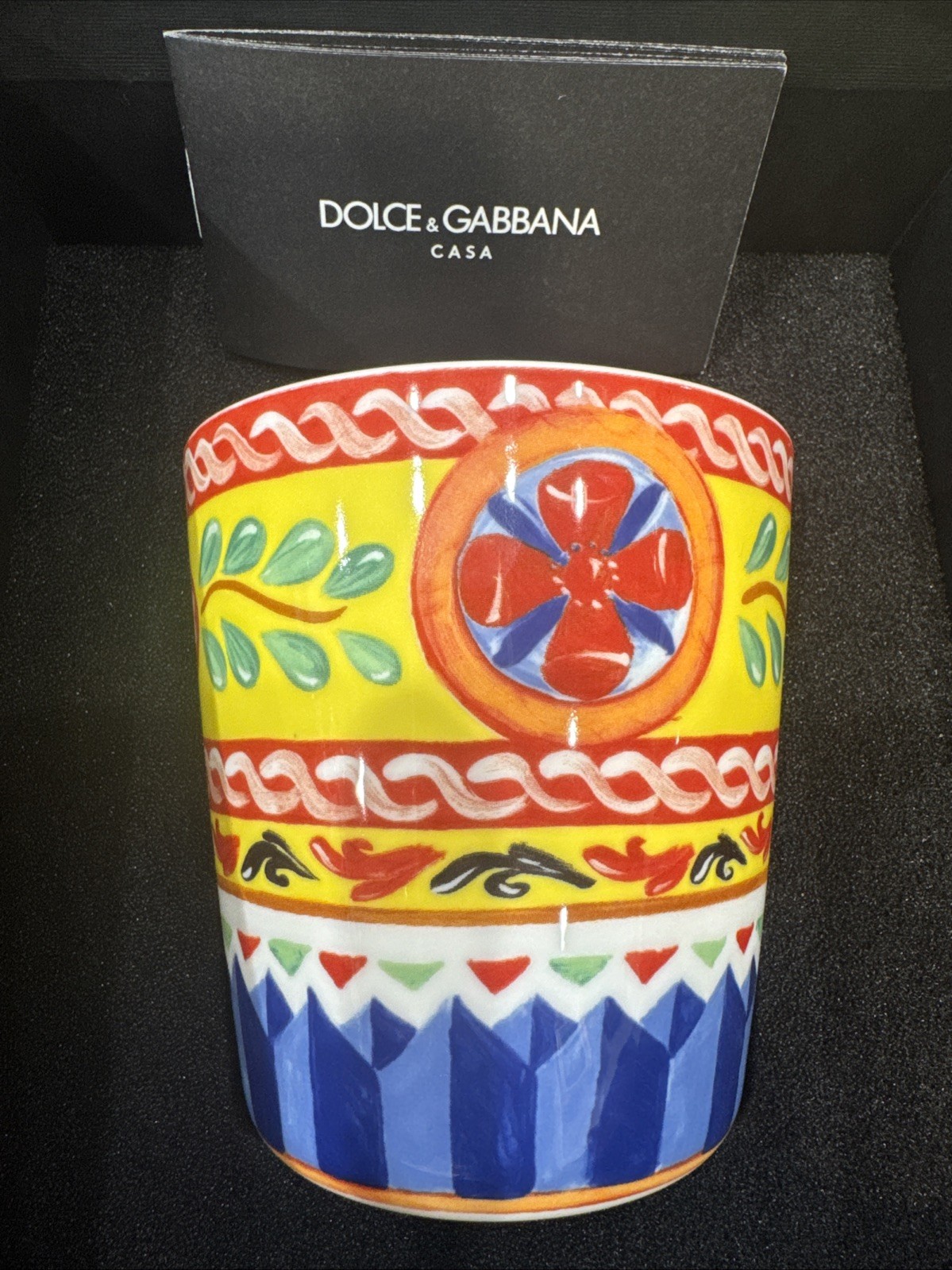 Dolce & Gabbana Casa Carretto Siciliano Porcelain Water Glass Tumbler New