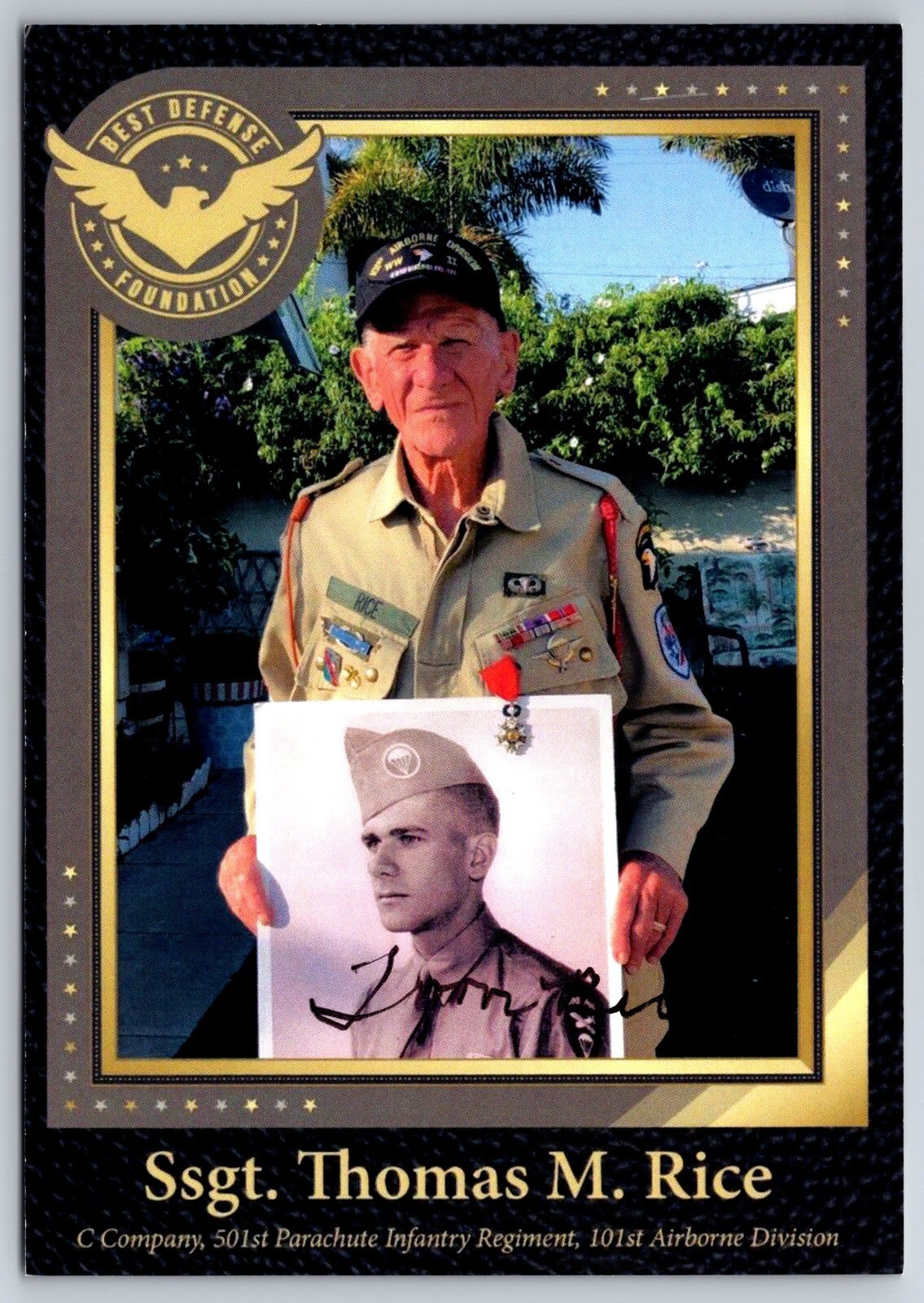 Thomas Rice Hand Signed 4 x 6 Photo - WWII 101st Airbourne - D-Day