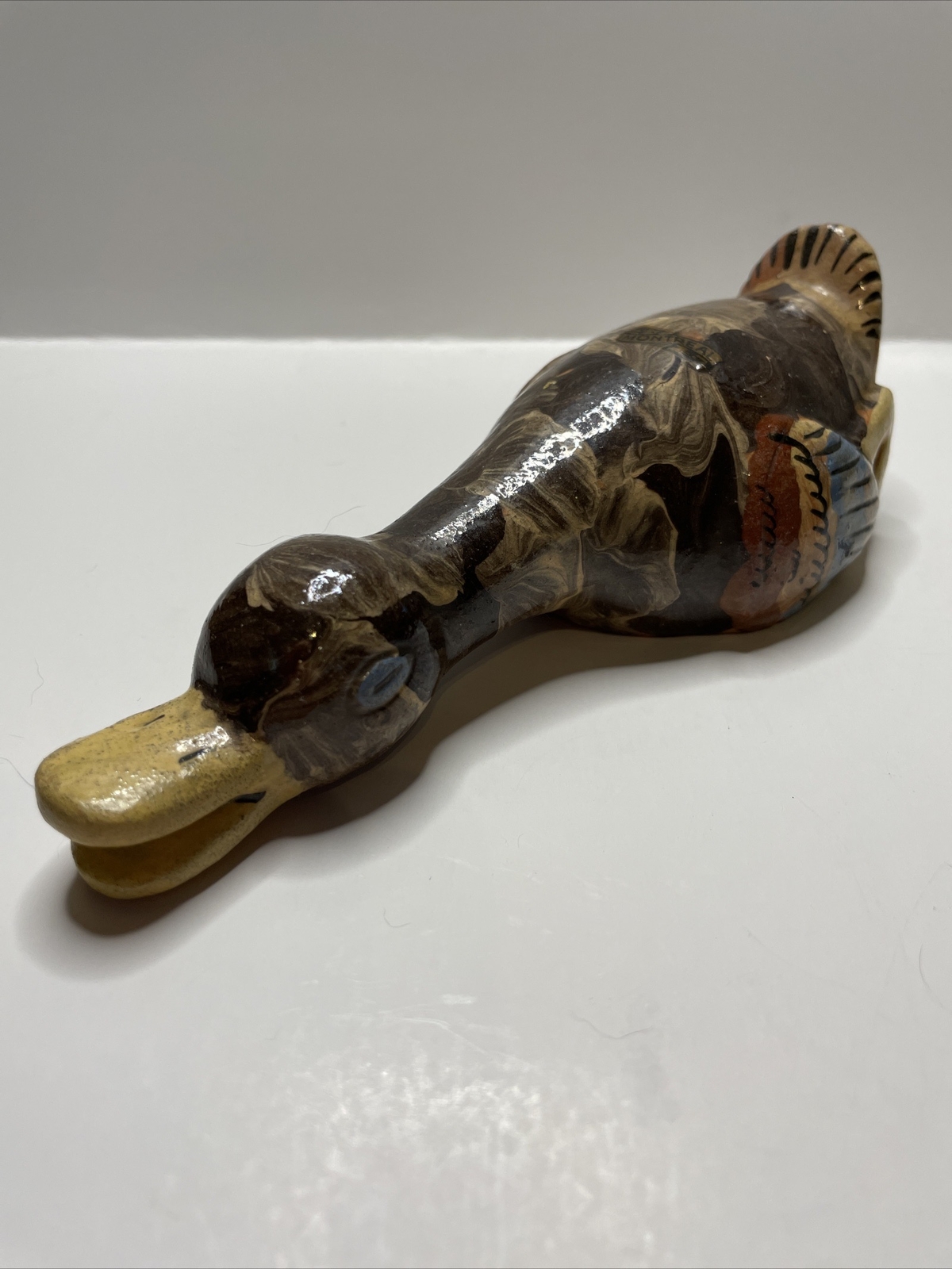 Vintage Hand Painted Ceramic Folk Art Pottery Duck Made In Mexico 