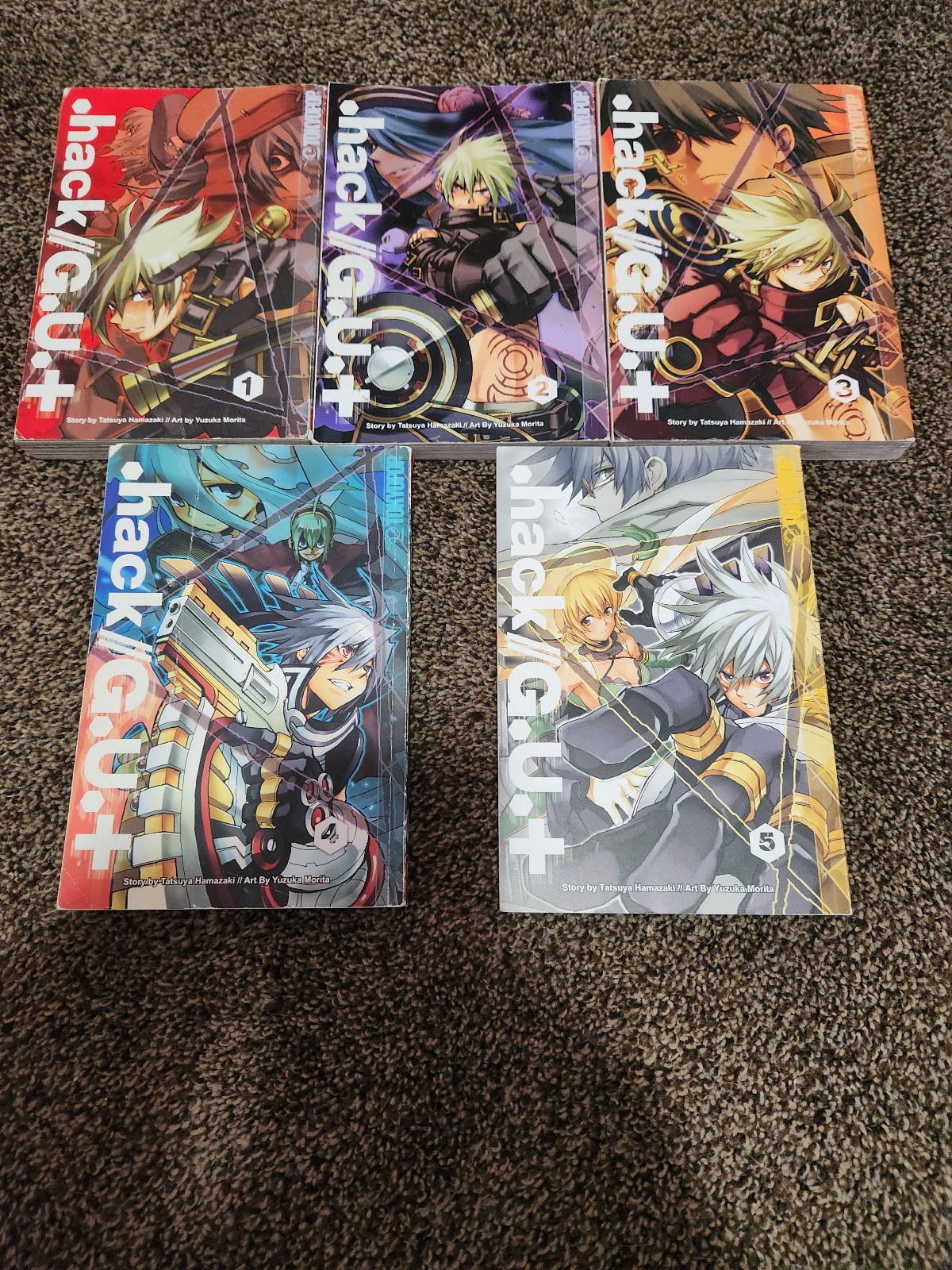 .hack G.U.+ Manga Complete Set Volumes 1-5 English 1st Print OOP