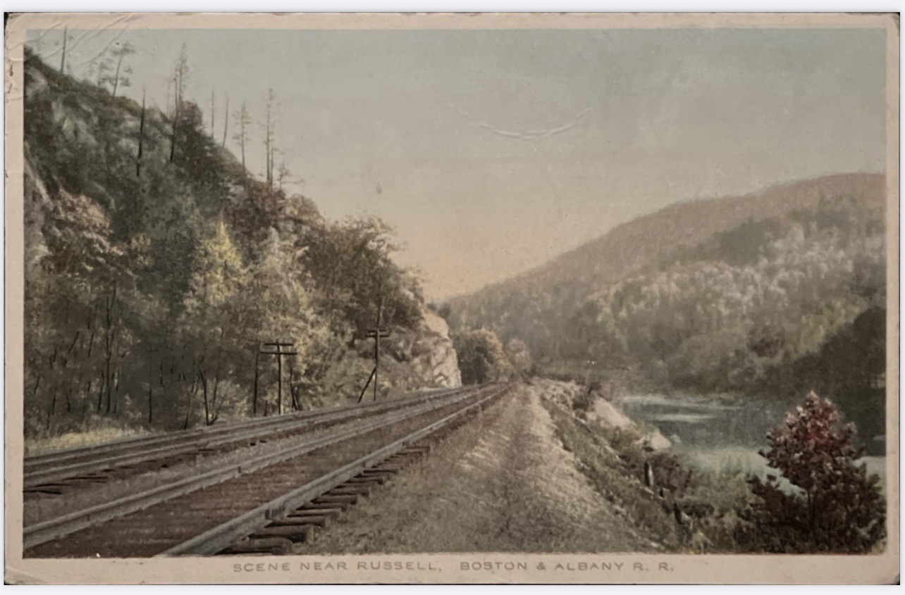 RUSSELL  Massachusetts BOSTON & ALBANY R.R. 1914 Train Tracks Postcard
