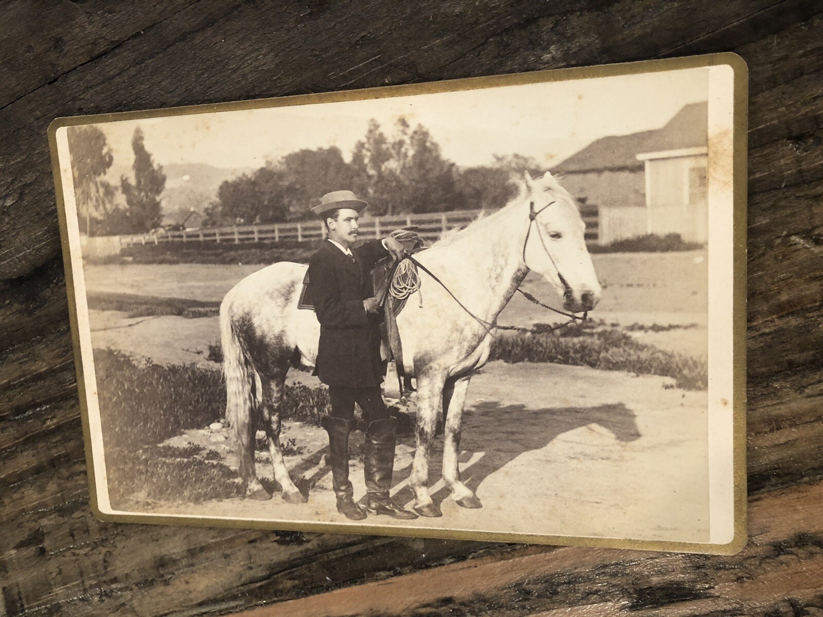 Santa Barbara California 1800s Photo ID\'d Man & Horse \