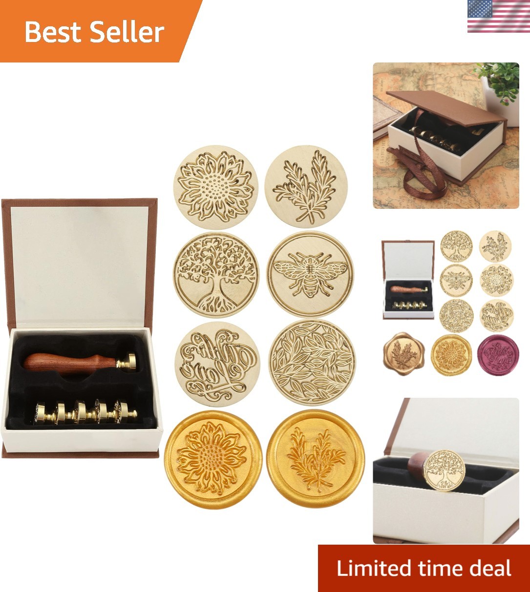 Charming 6 Pcs Wax Seal Stamp Set - Floral Elegance for Envelopes & Gifts