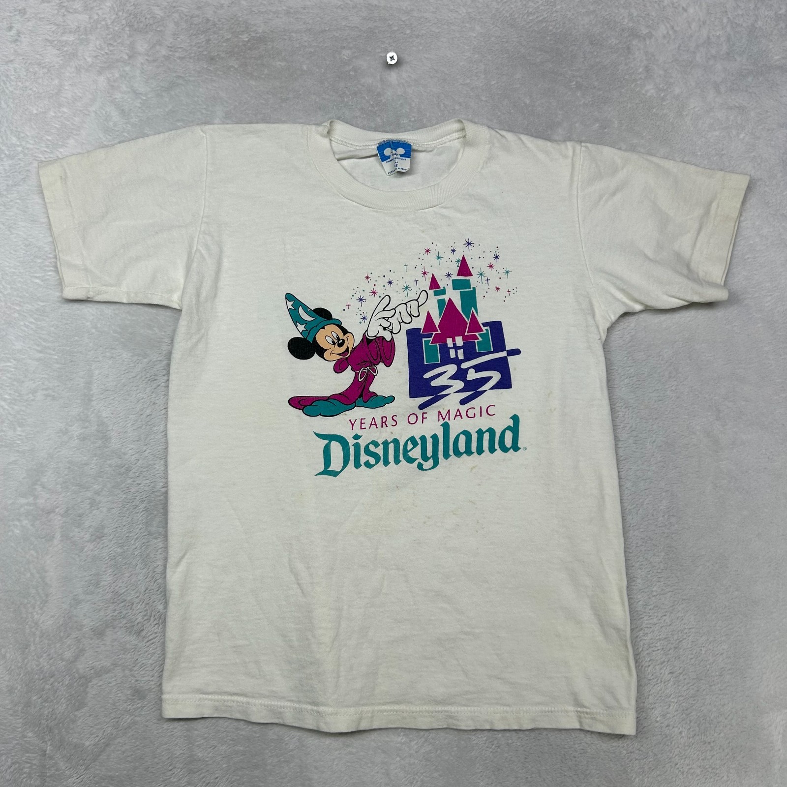 Vintage Disneyland 35 Years of Magic T-Shirt Kids White Cotton USA Made - XL