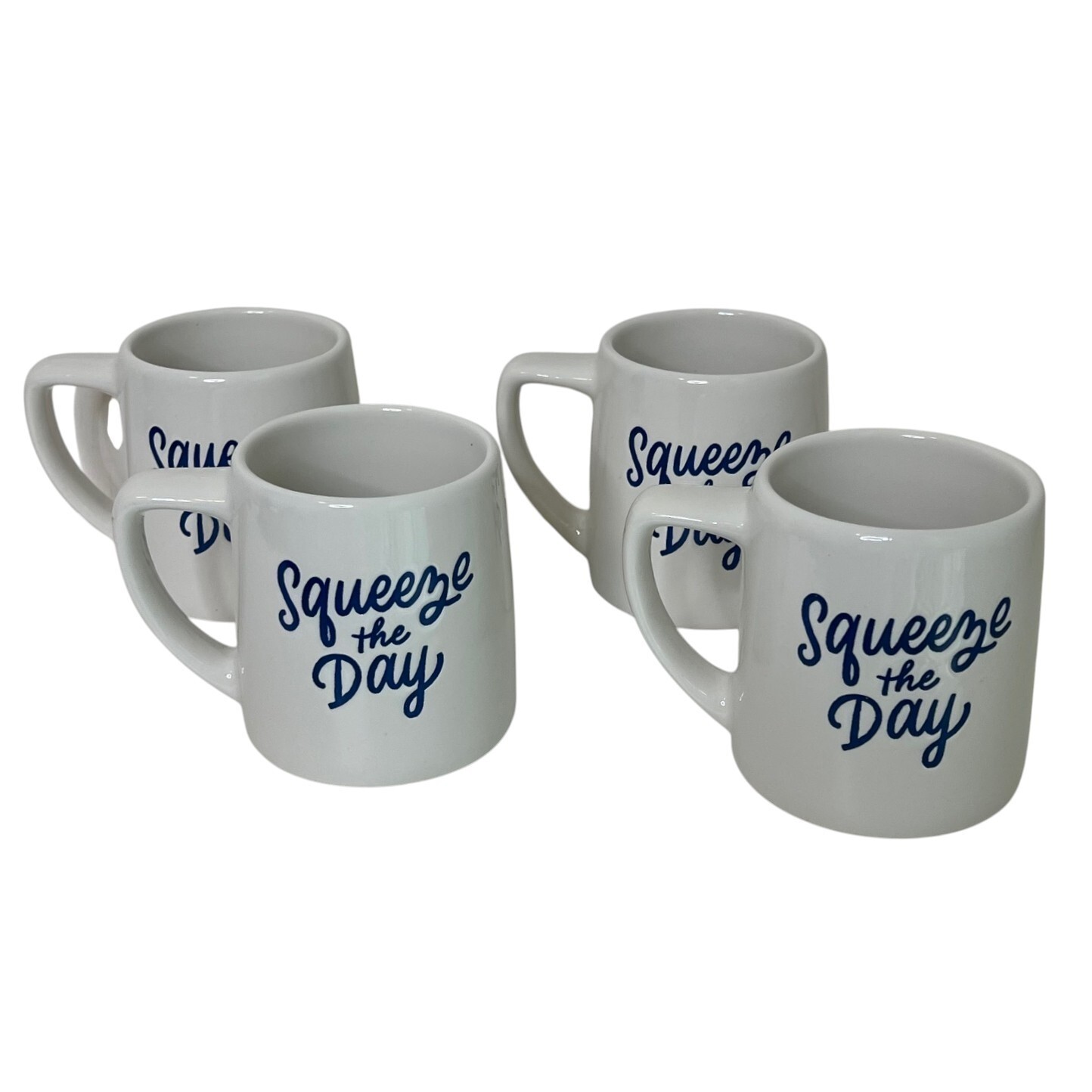 Squeeze the Day Coffee Mugs Stoneware Set of Four 12 ounce