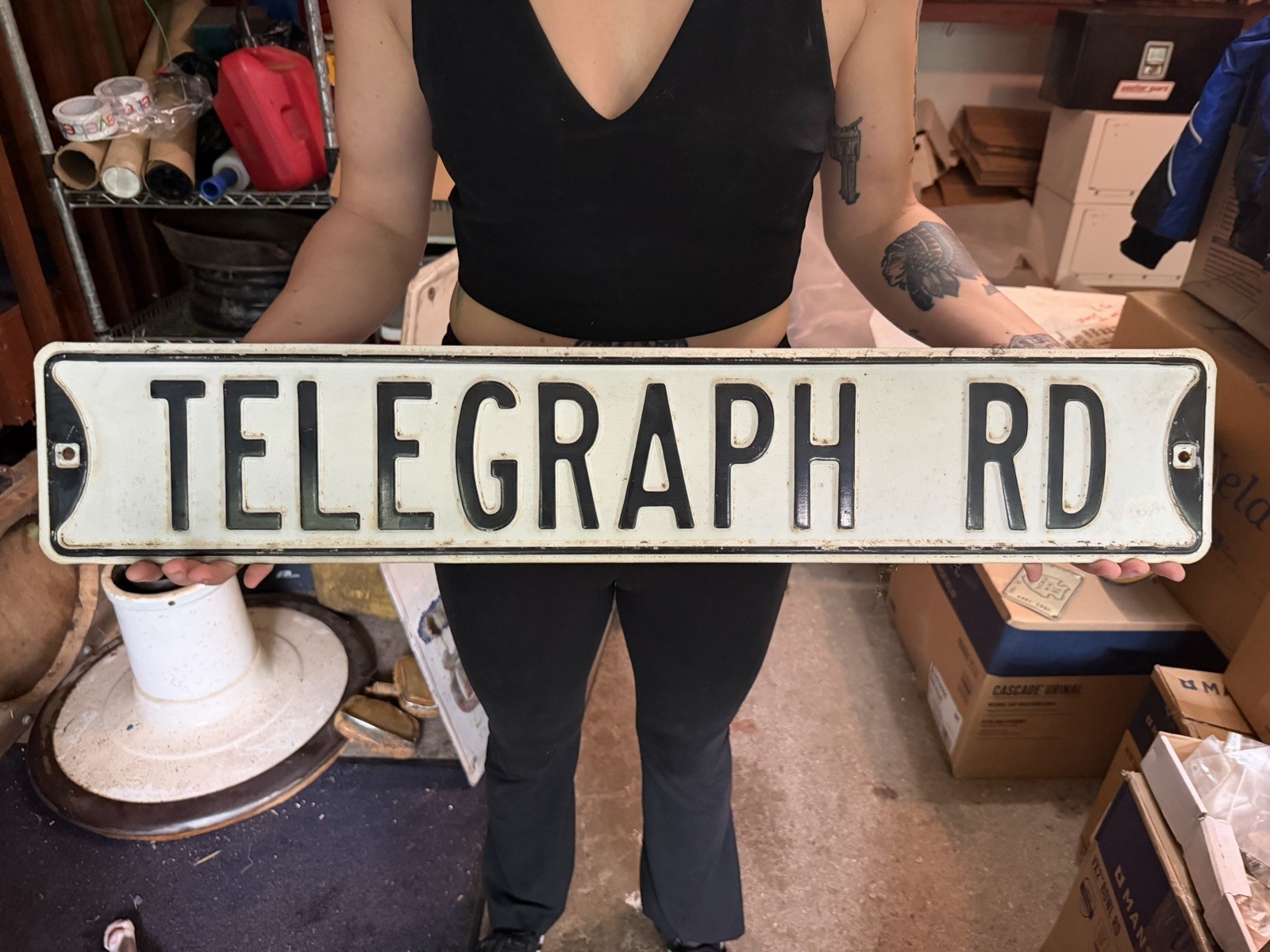 Vtg Detroit Telegraph Rd Retired Original 1960s 1970s Motor City Embossed Sign