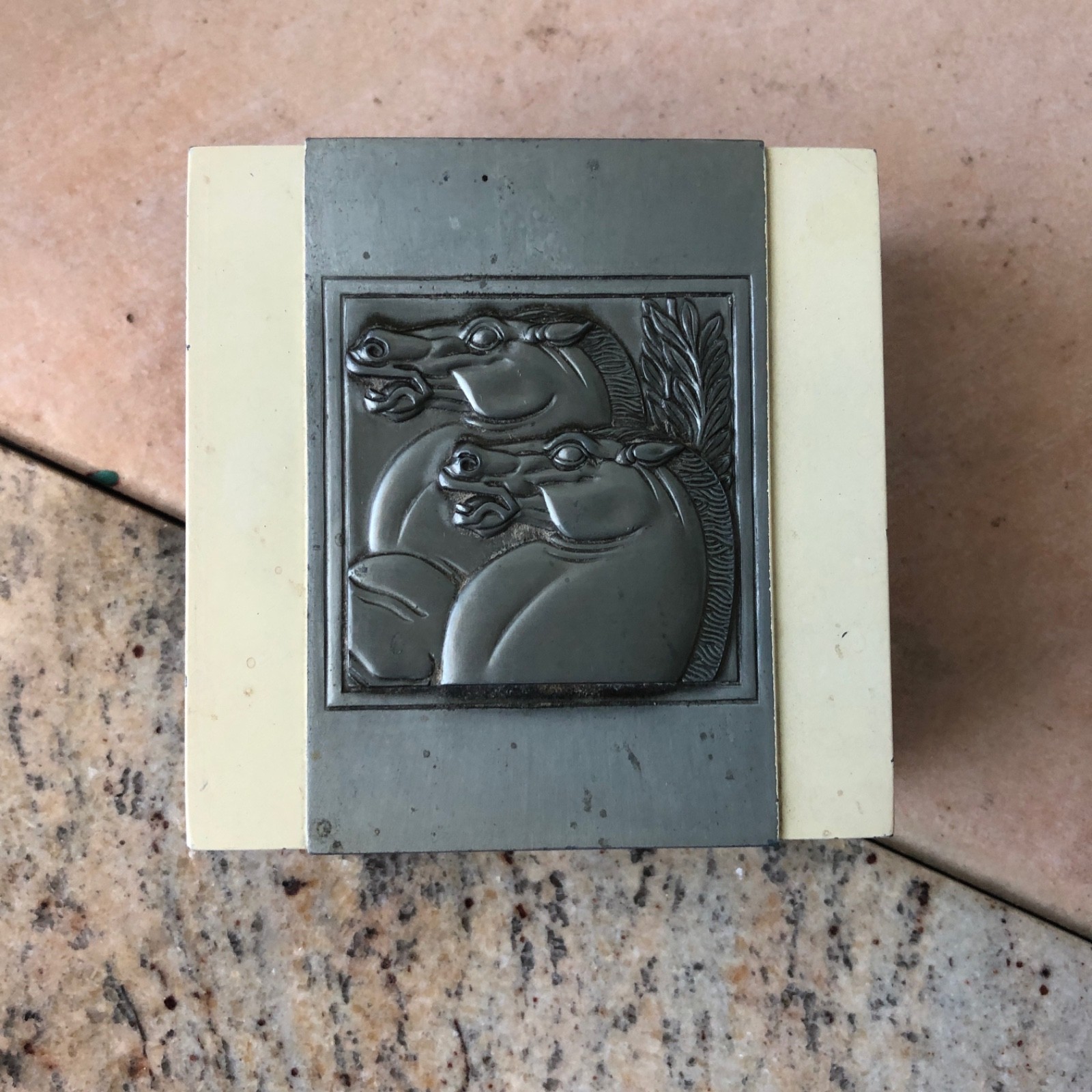 Vintage Hickok Art Deco Horse Design Bakelite & Metal Cigarette Case Trinket Box