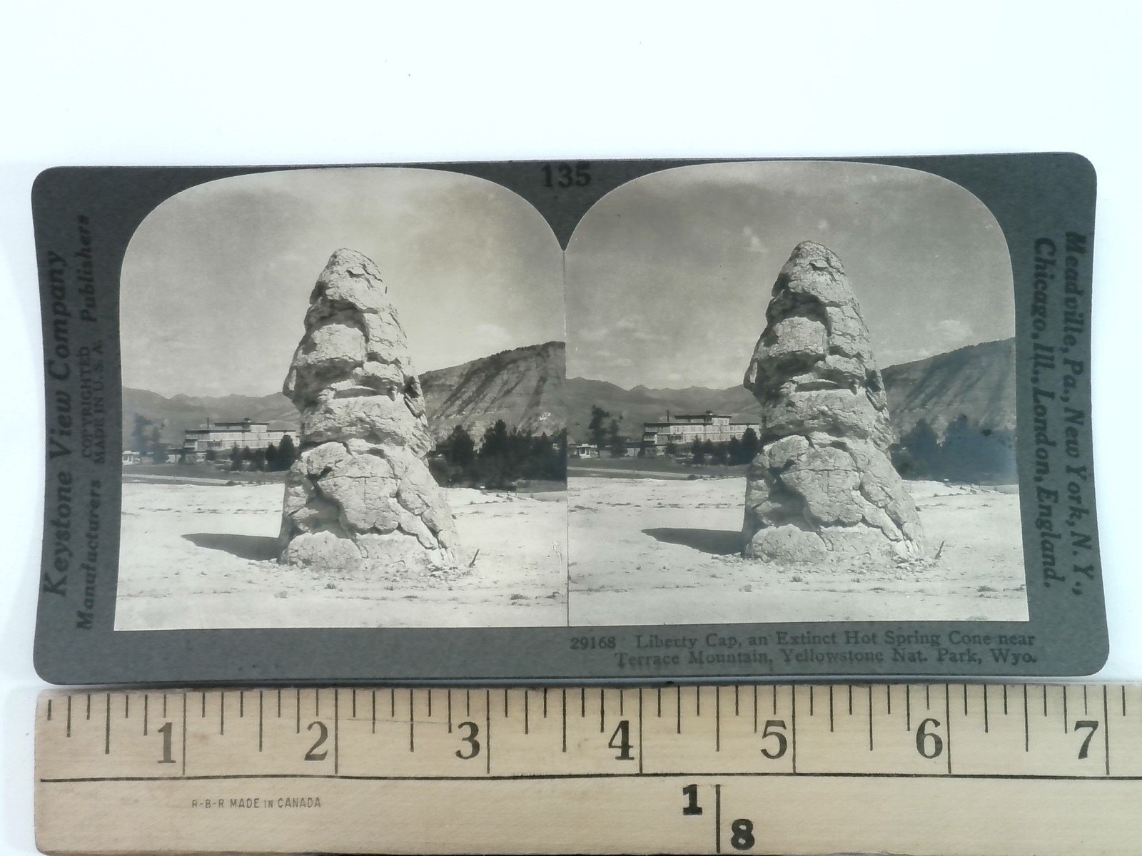 Liberty Cap Yellowstone Stereoview Keystone View Co. 1900s Wyoming
