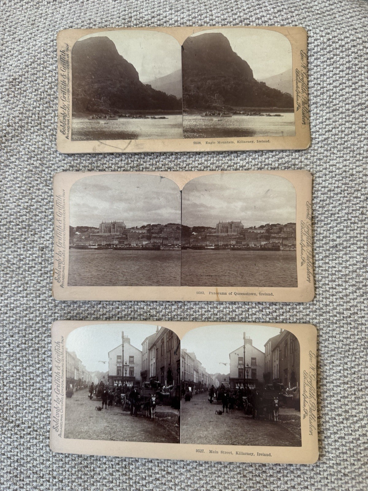 Lot of 9 Stereoscopic Photographs of Ireland - 1902 - Geo Griffith
