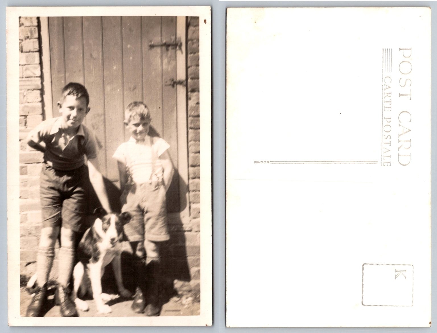 RPPC 1950s Boys & Dog Real Photo Postcard Vintage Kodak Snapshot RPPC 1950s Boys & Dog Real Photo Postcard Vintage Kodak Snapshot