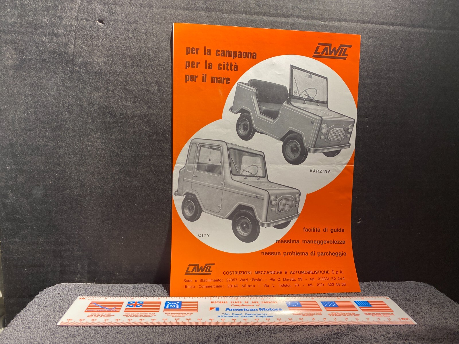 ORIGINAL VINTAGE SALES BROCHURE FLYER LAWIL MINI CAR UTILITY ORIGINAL VINTAGE SALES BROCHURE FLYER LAWIL MINI CAR UTILITY