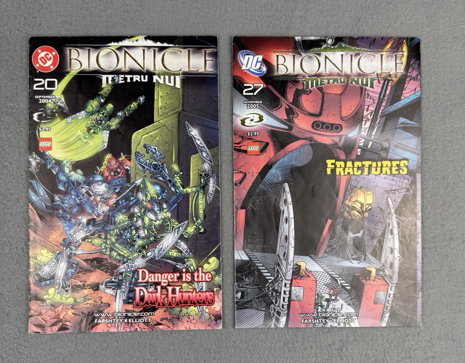 Bionicle # 20 & 27~DC Comics~(2004-2005)~Lego~Bagged & Boarded~Good Condition